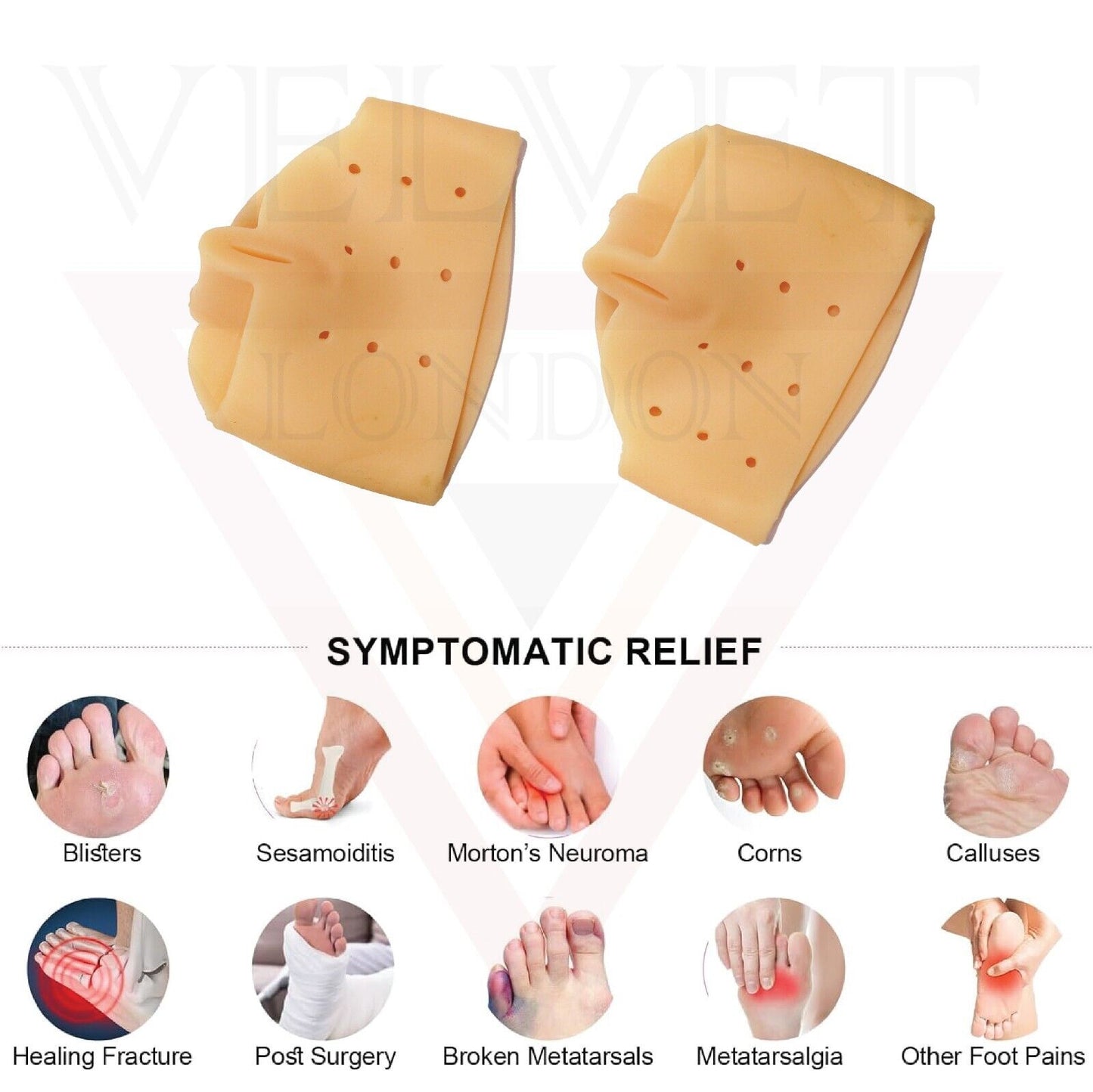 2X Forefoot Blisters & Metatarsalgia Mortons Neuroma Gel Ball of Foot Cushion UK