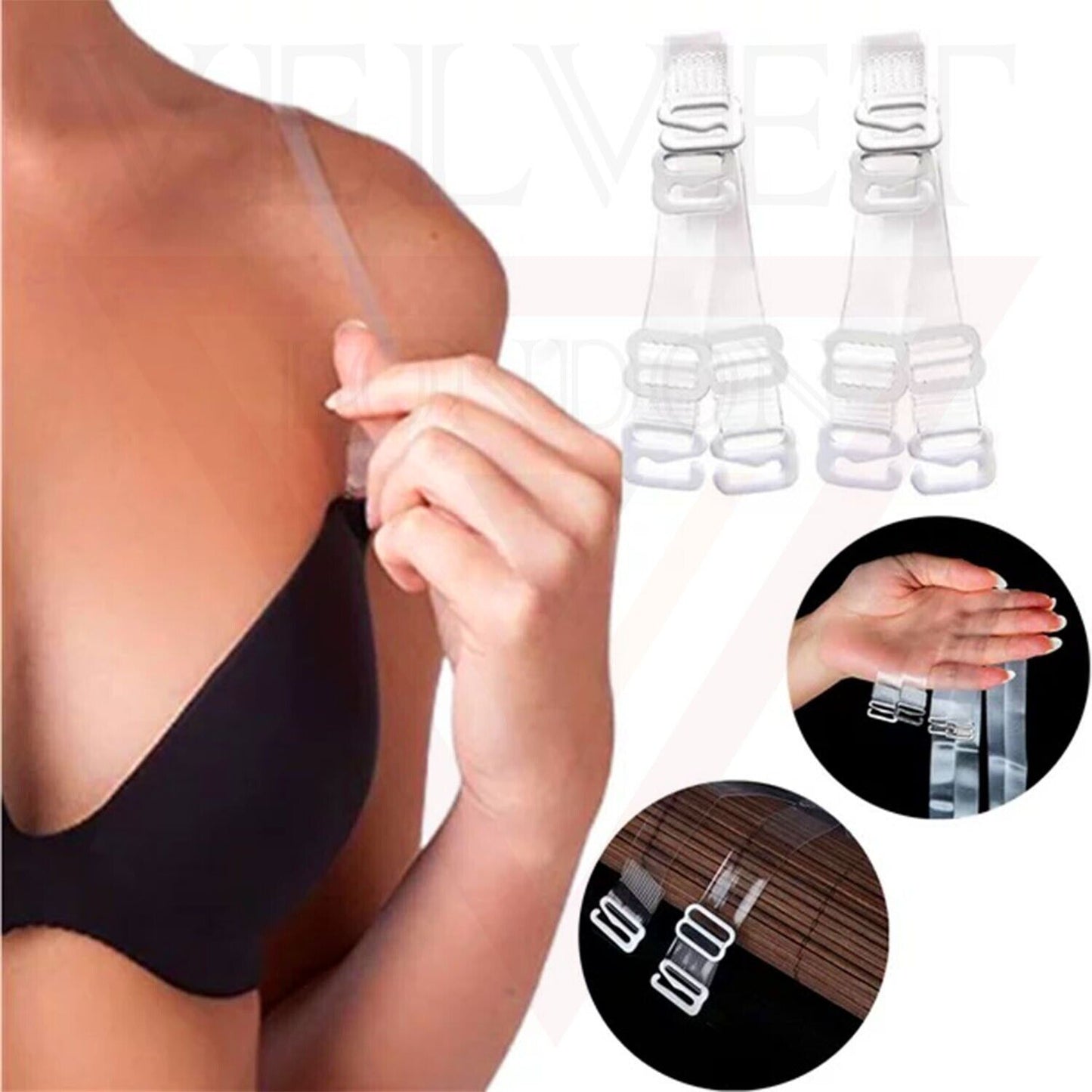 Non-Slip Invisible Clear Bra Straps ransparent Replacement Bra Shoulder Straps