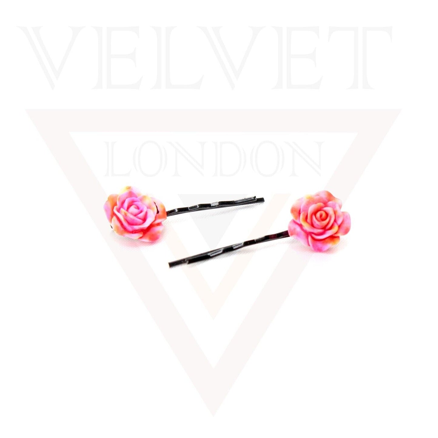 20x Hair Pin Colorful Rose Flower Bobby Pins Hair Clips Metal Grips Slide Pin UK