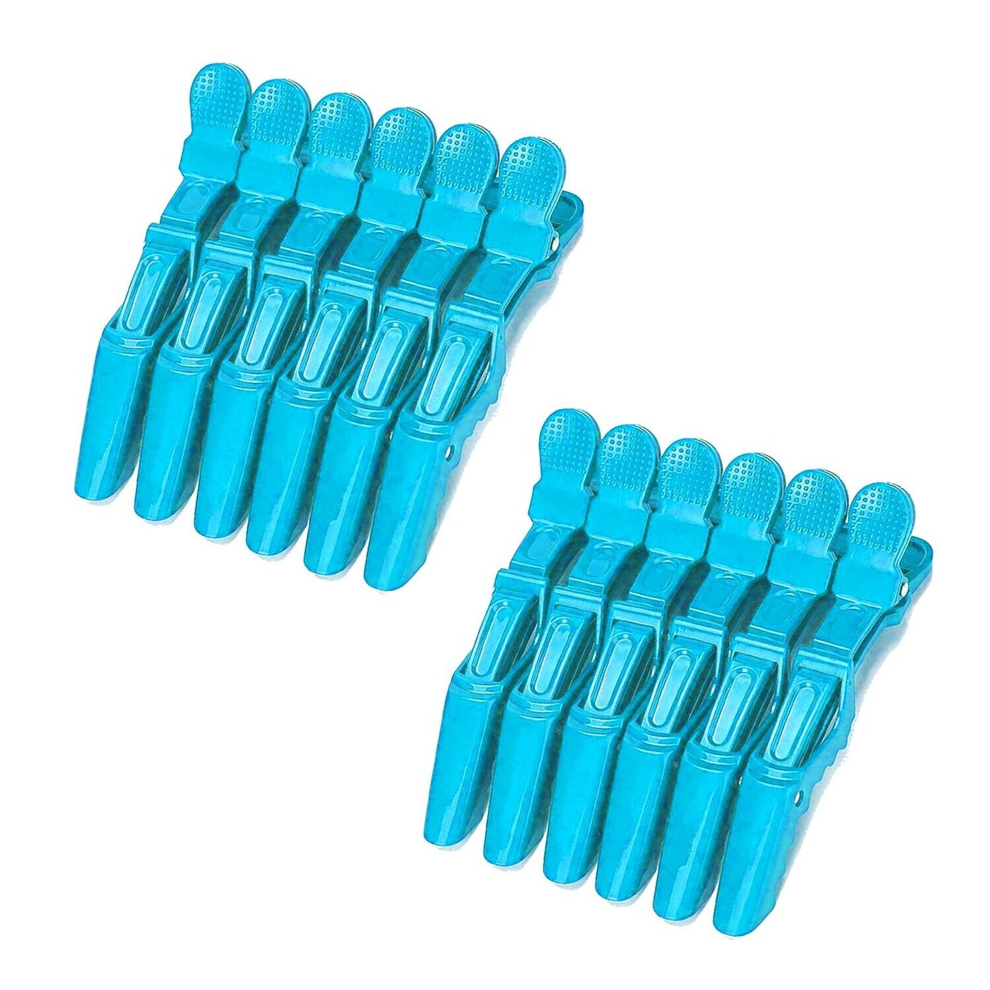 12x Crocodile Hair Clip Clamp Sky Blue Hairdressing Wide Teeth Salon Sectioning