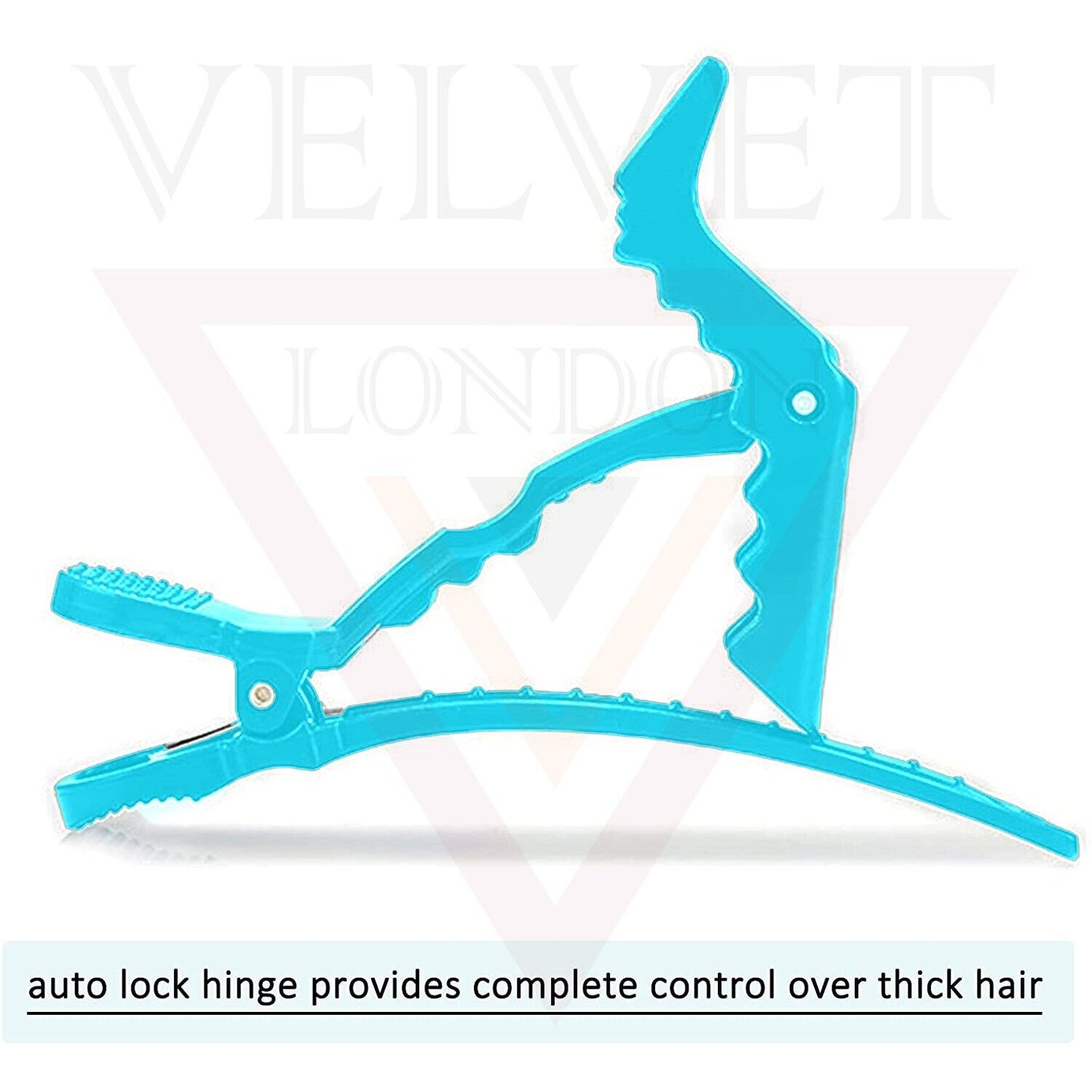 12x Crocodile Hair Clip Clamp Sky Blue Hairdressing Wide Teeth Salon Sectioning