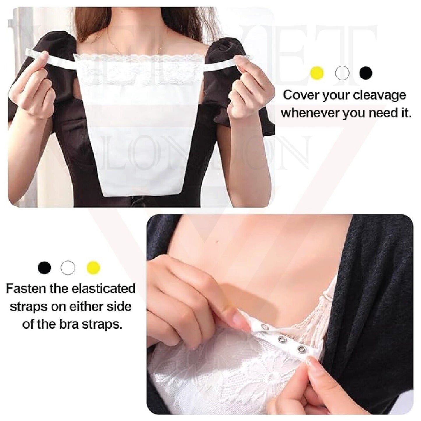 3x Women Modesty Panel Cleavage Cover Up Lace Trim Clip On Bra Mock Camisole