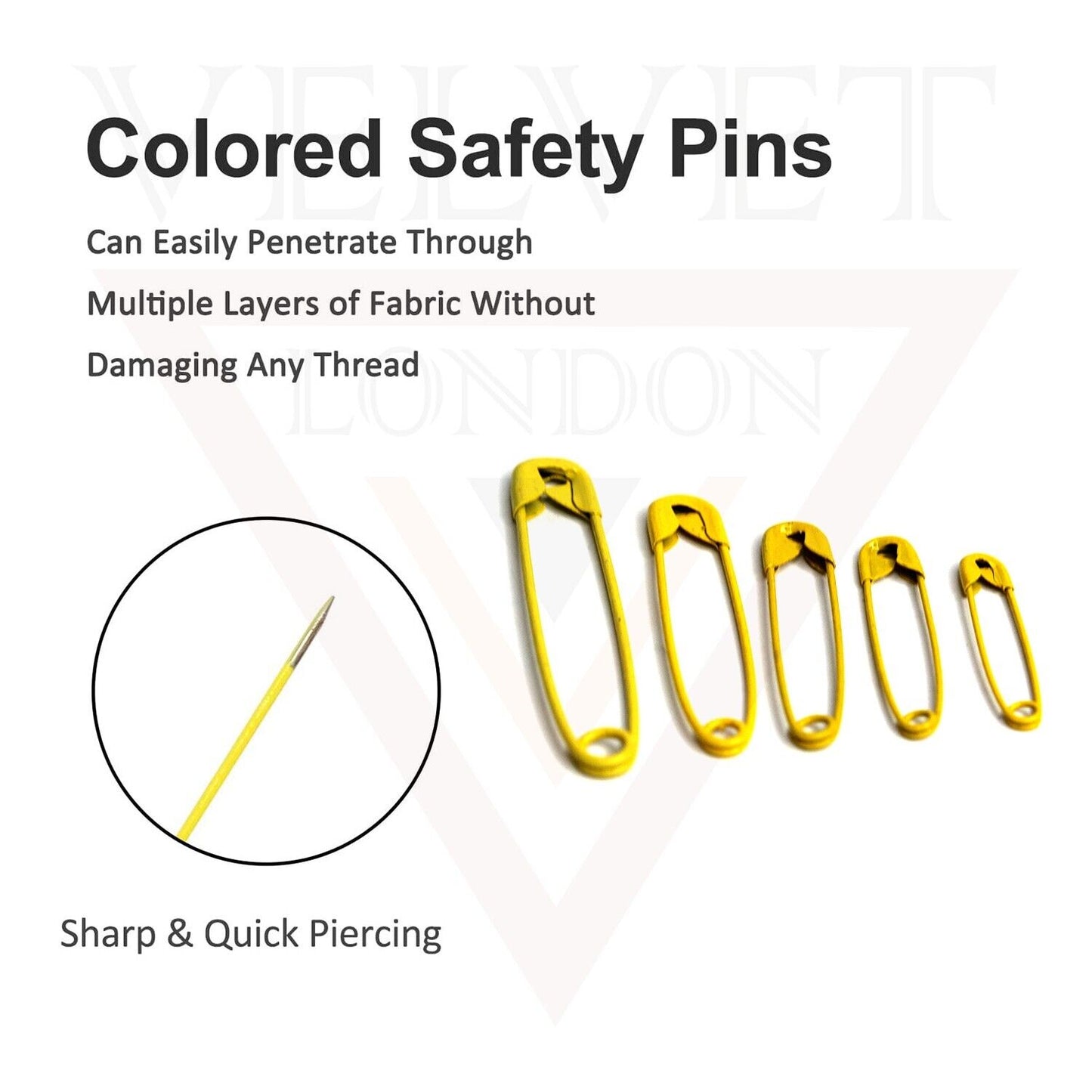 50Pcs Yellow Safety Pins Frosted Pins Nickel Metal Plated for Art Craft Sewing