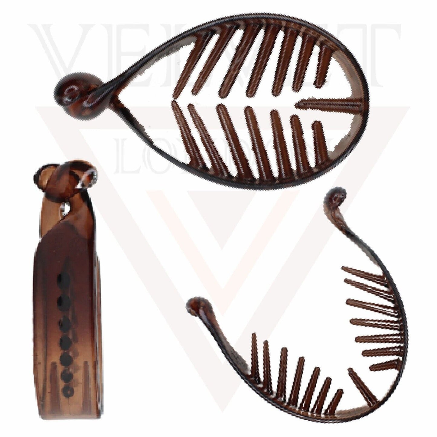 2x Brown White Banana Clip Twist Hair Claw Fish Comb Clamp Ponytail Holder Grip