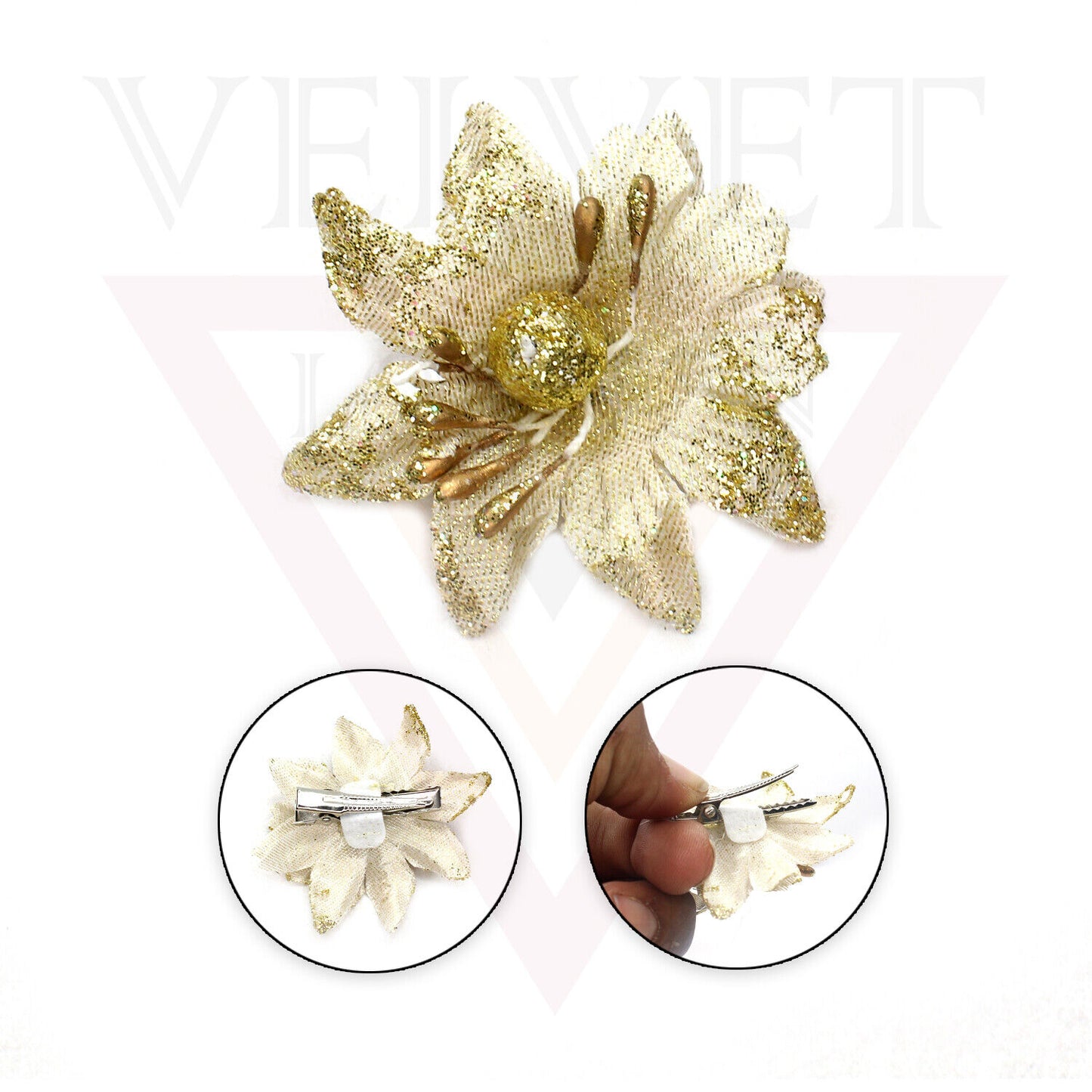 Hair Clip Golden Glitter Flower Clip Tiny Hair Clips Pins Party For Baby Girls
