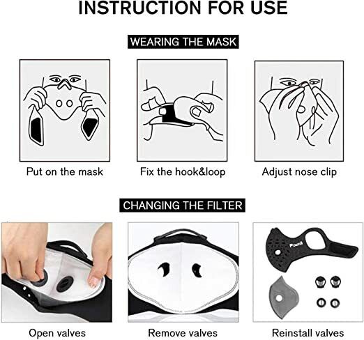 2x Face Mask Skin Care Dustproof Mask Anti-pollution Cover Cotton Carbon Filter