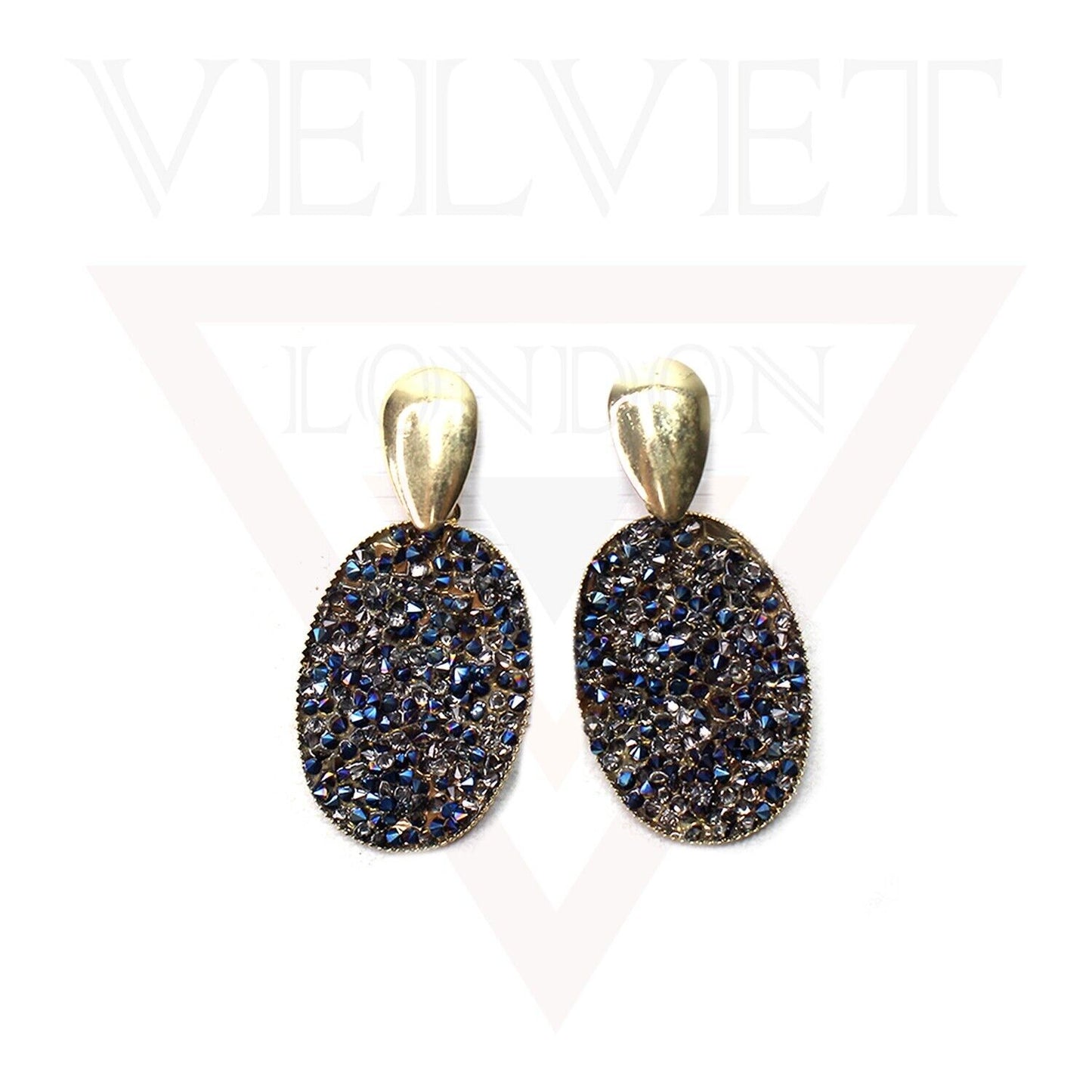 Long Earring Crystal Drop Earrings Dangle Glitter Oval Stud Earrings Ear Jewelry