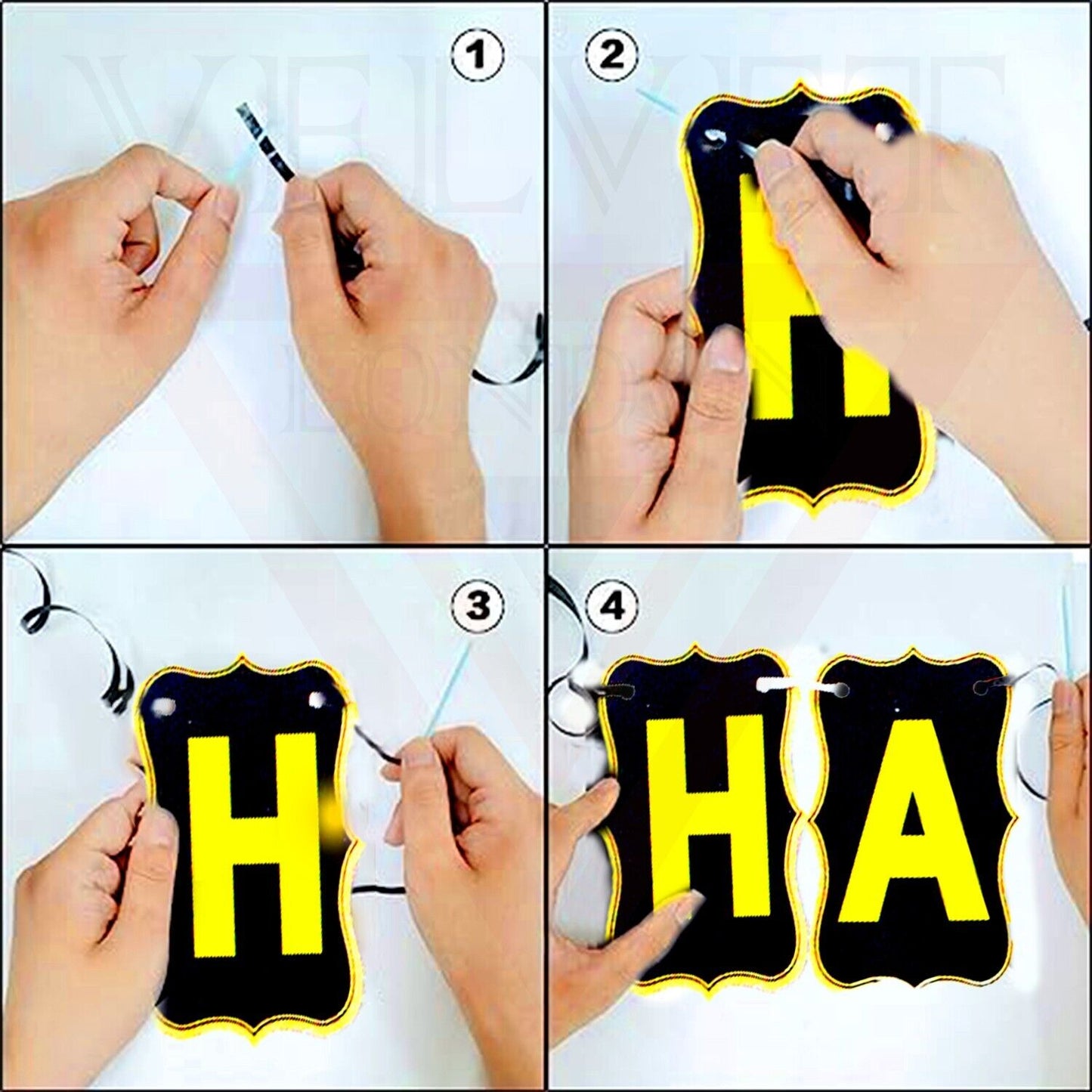 Happy Birthday Banner Black and Gold Birthday Banner Ribbons For Parties