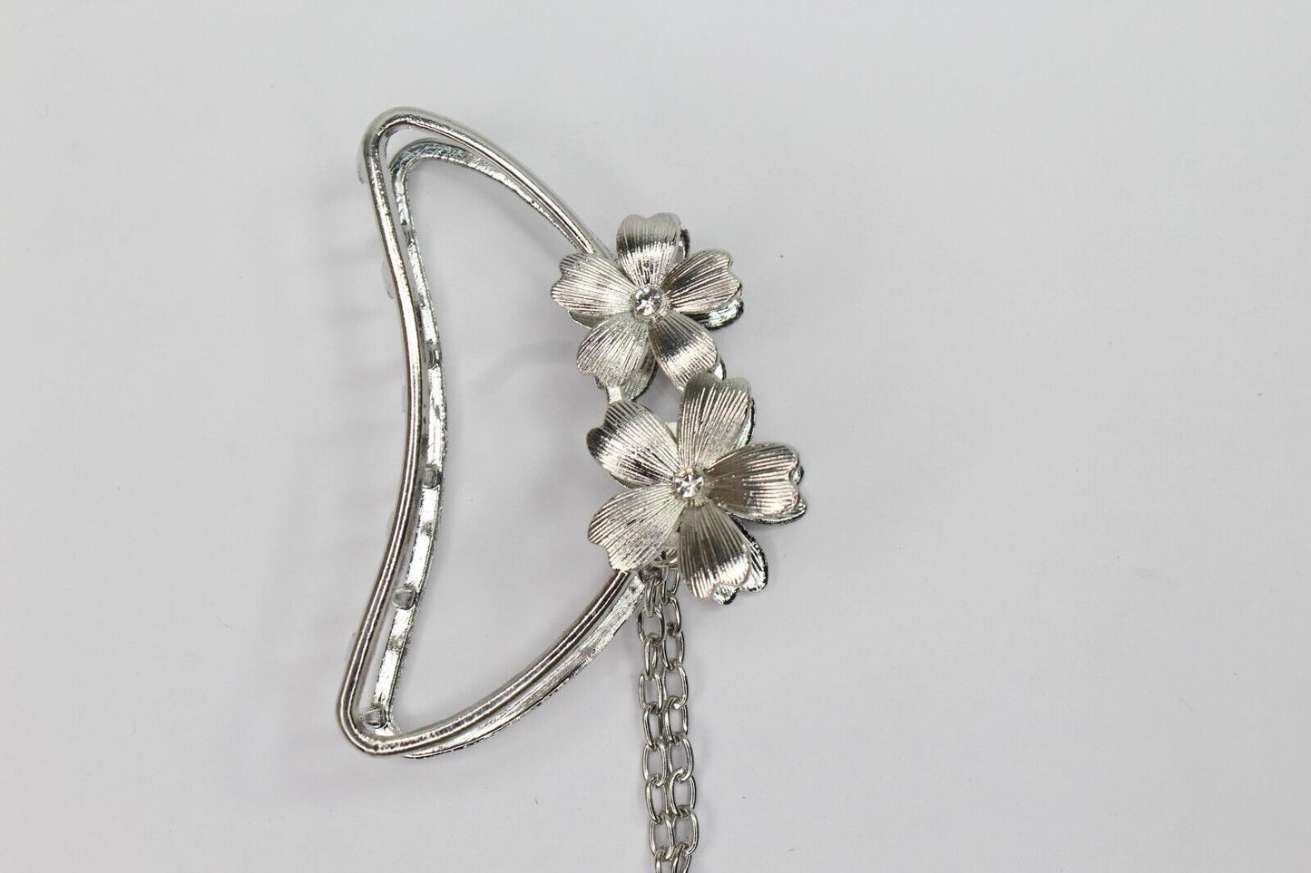 Dangle Butterfly Hair Claw D-Flower Metal Silver Hair Barrette Clips Large Grips