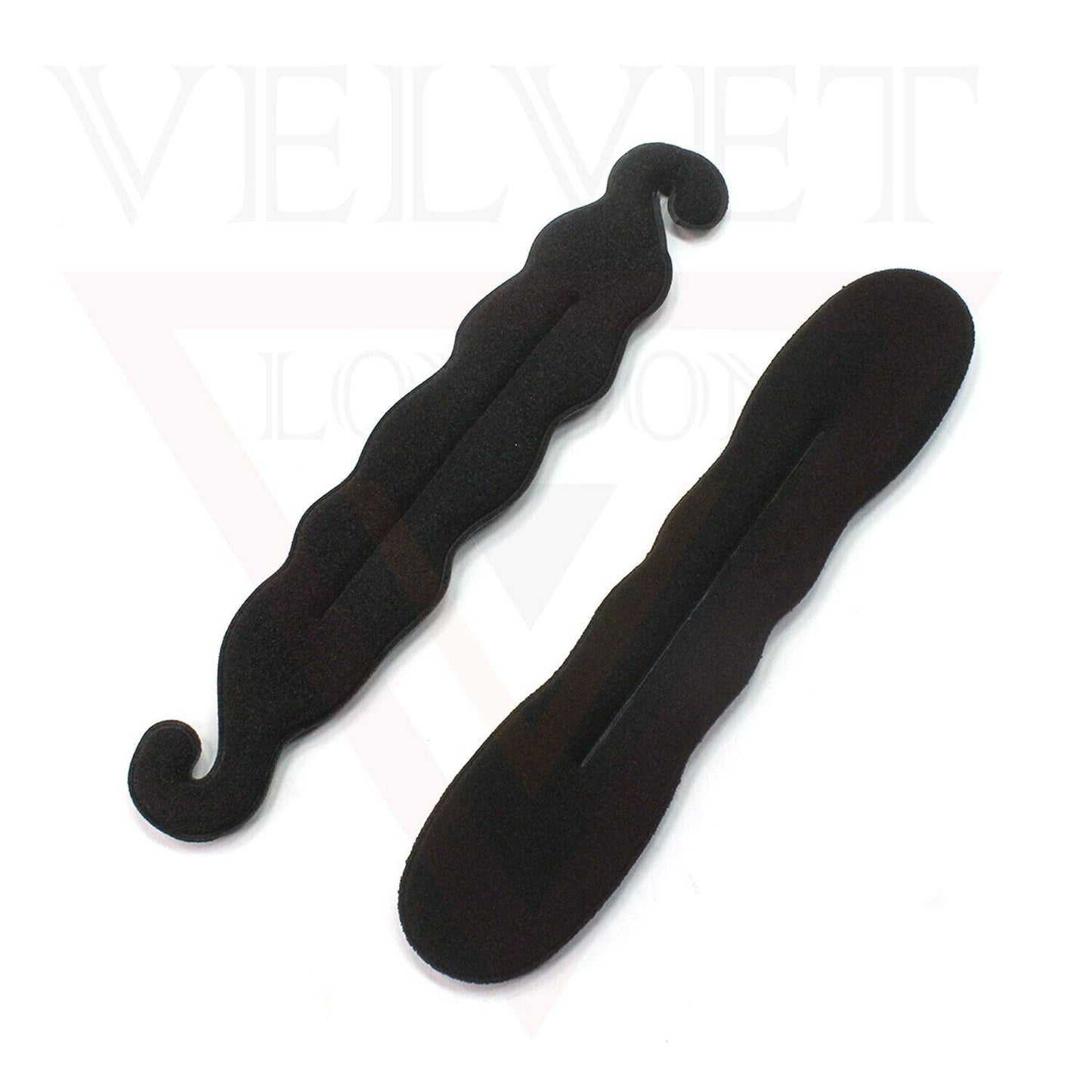 2Pcs Black Bun Maker Sponge Clip Curler Ring Twist Hair Styling Tool Donut Ring