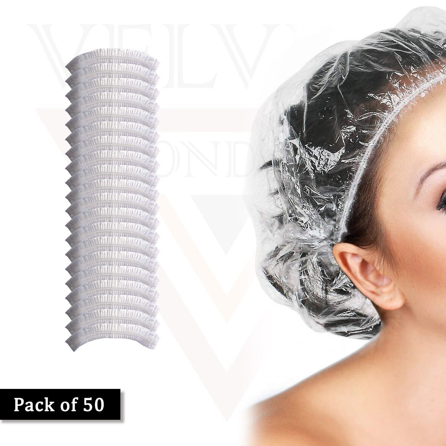 Disposable Shower Caps Bath Caps Large Thick Clear Waterproof Hair Solon 50Pcs