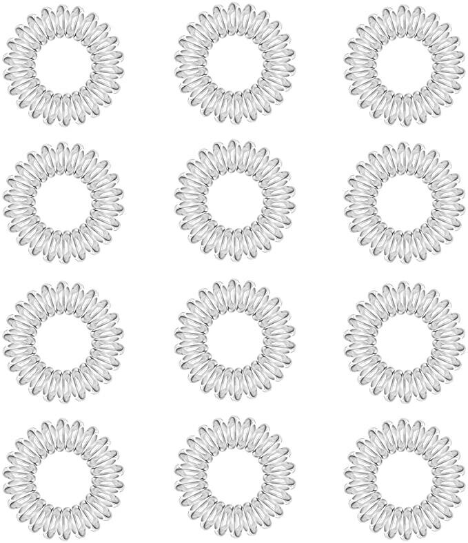 6x Clear Spiral Hair Ties Hair Telephone Coil Bands Ponytail Holder Bobbles Band