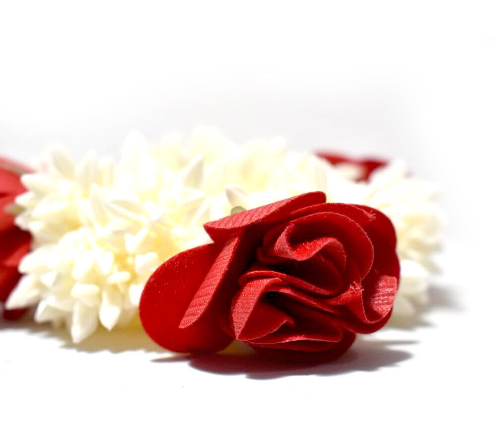 2x Jasmin Rose Gajra Bun Floral Hair Styling Bride Juda Fragrence Accessorie