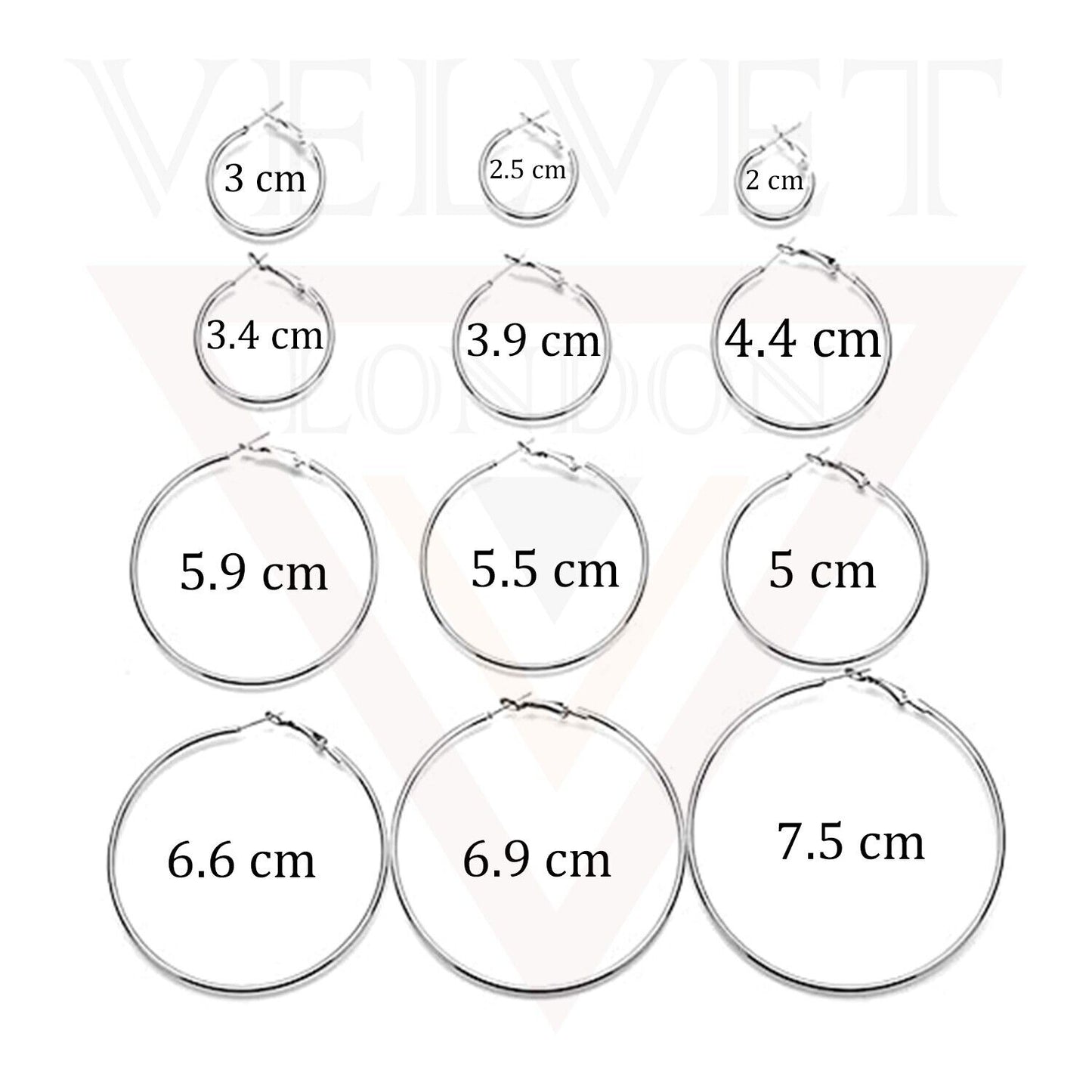 12 Pairs Hoop Earring Round Silver Metal Ear Rings Sets Earrings For Women Girl