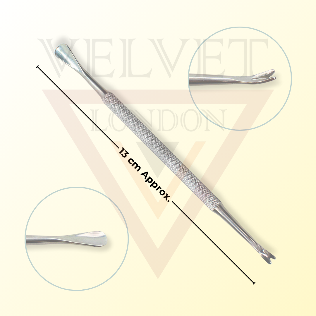 2Pcs Dual Head Nail Cuticle Pusher Professional Metal Nail Cleaner Tool New