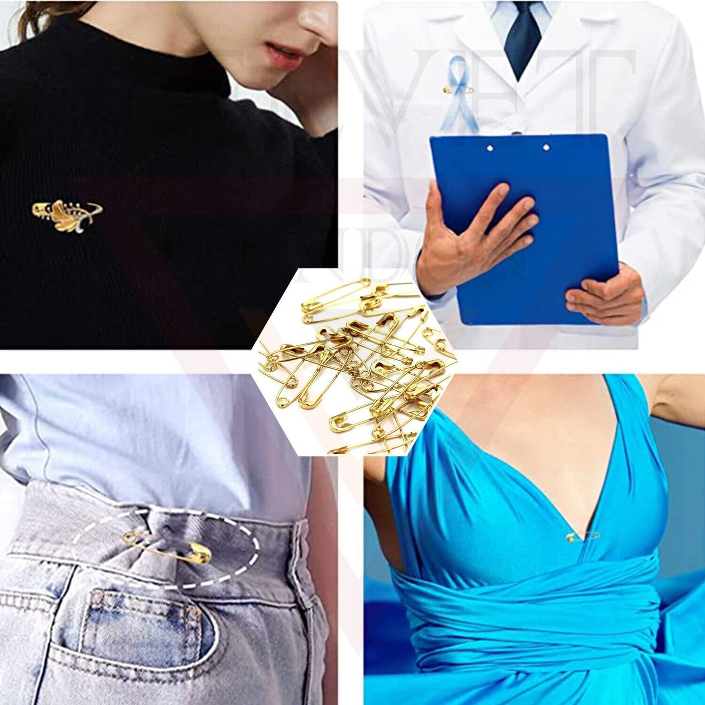 Golden Safety Pins Metal Durable Needles Sewing Pins for Art Craft 3 Cm (50Pcs)