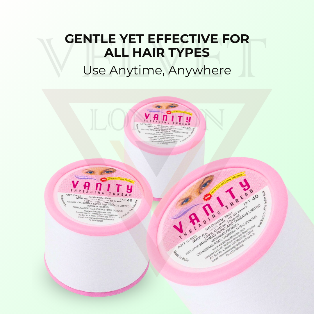 3x VANITY Antibacterial Eyebrow Threading Thread Facial Hair Removal Cotton