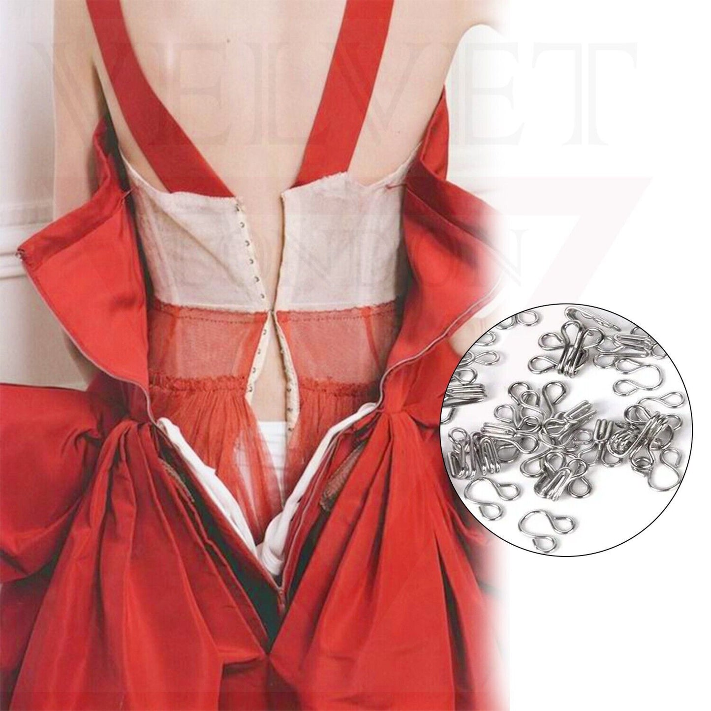 50x Sewing Hooks Fasteners Eyes for Sewing Bra Skirt Clothing Trousers Hooks