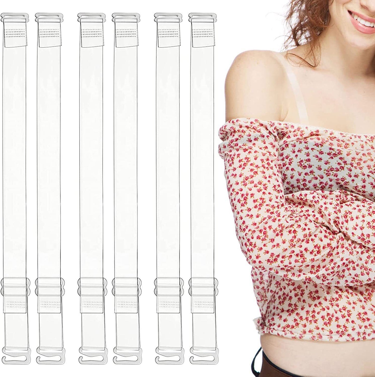 3 Pair Invisible Bra Straps Adjustable Shoulder Strap Transparent Clear For Bra