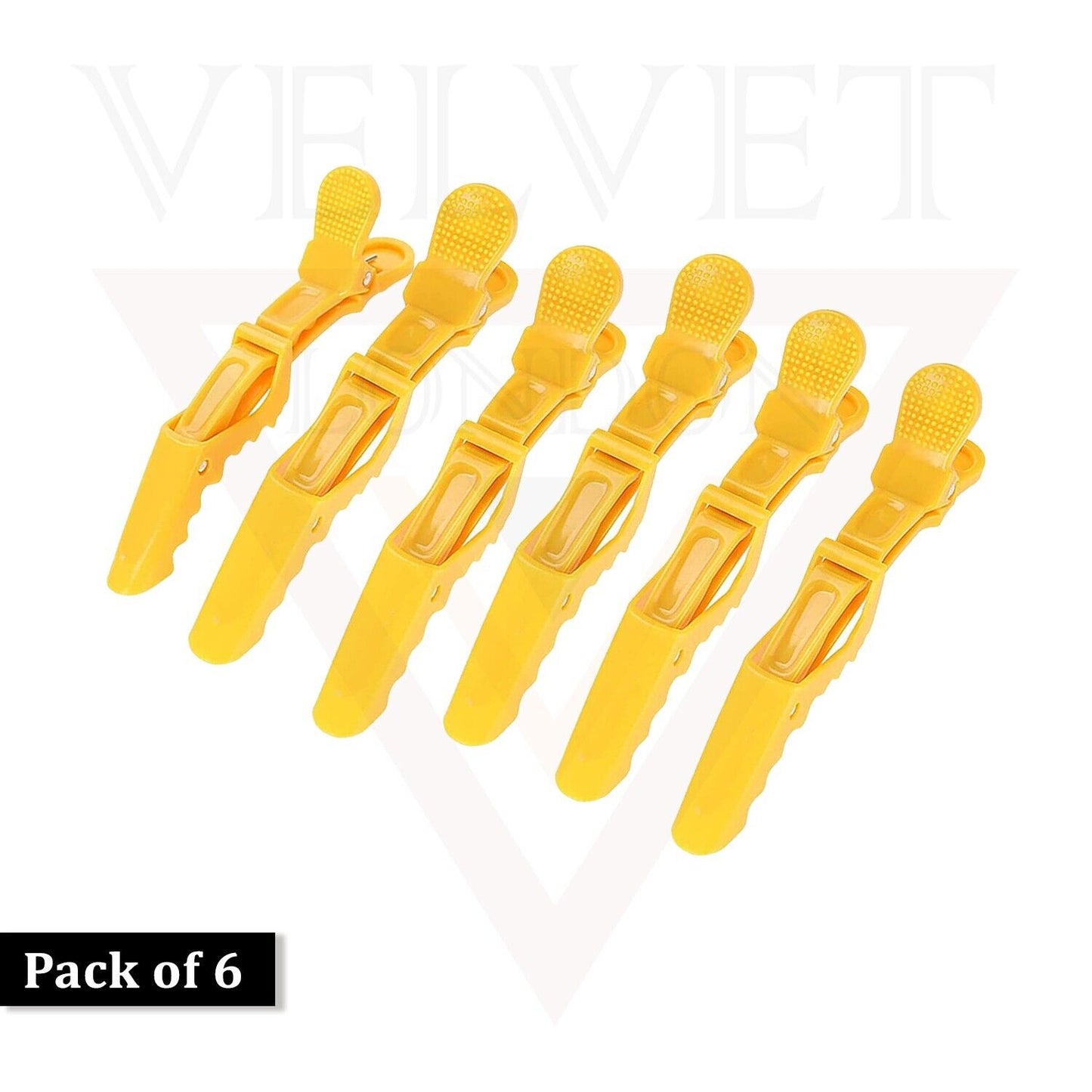 6x Crocodile Hair Clips Hair Clamp Salon Sectioning Clips Yellow Professional