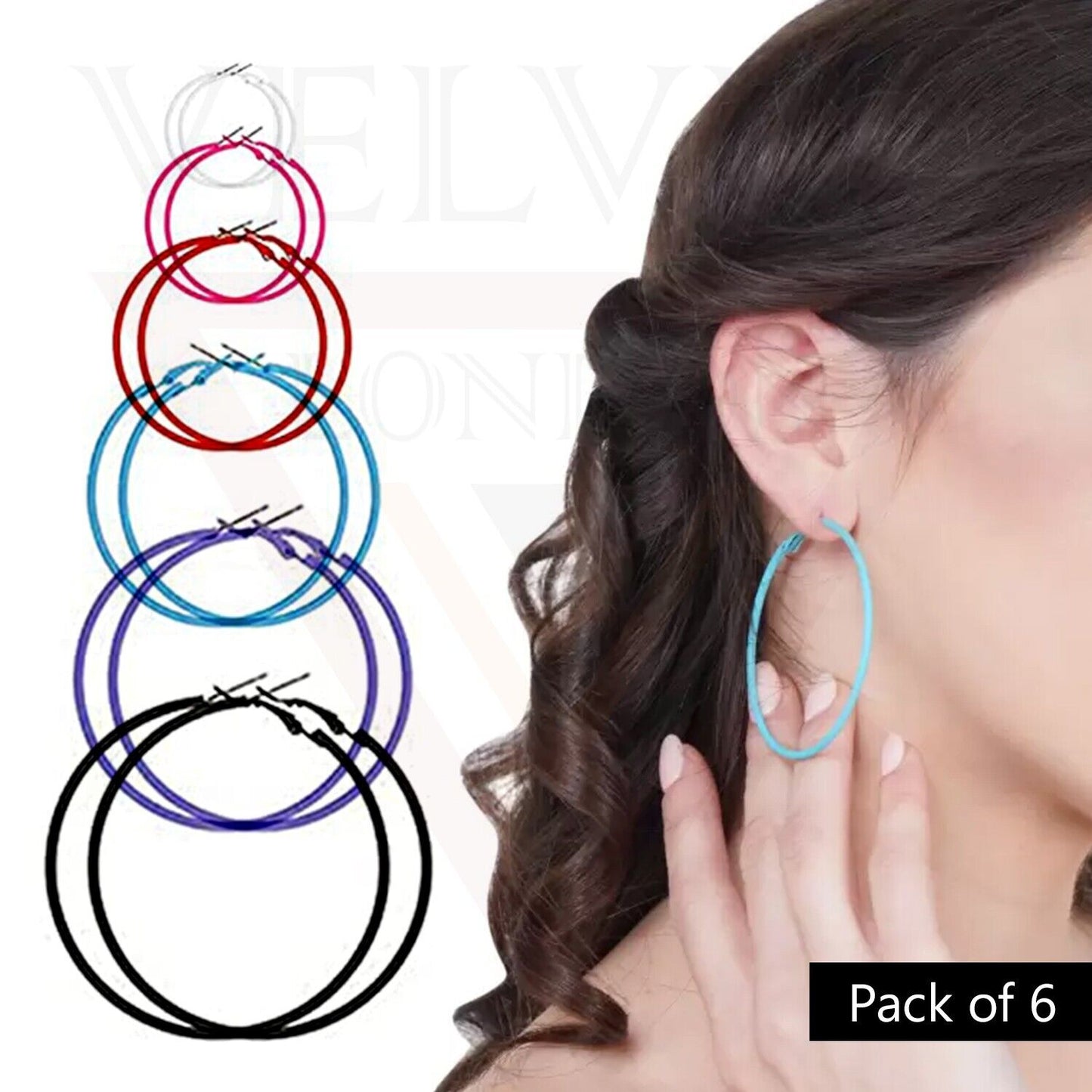 6x Round Hoop Earrings Metal Earrings Set Loop Ear Earring Set For Women Girls