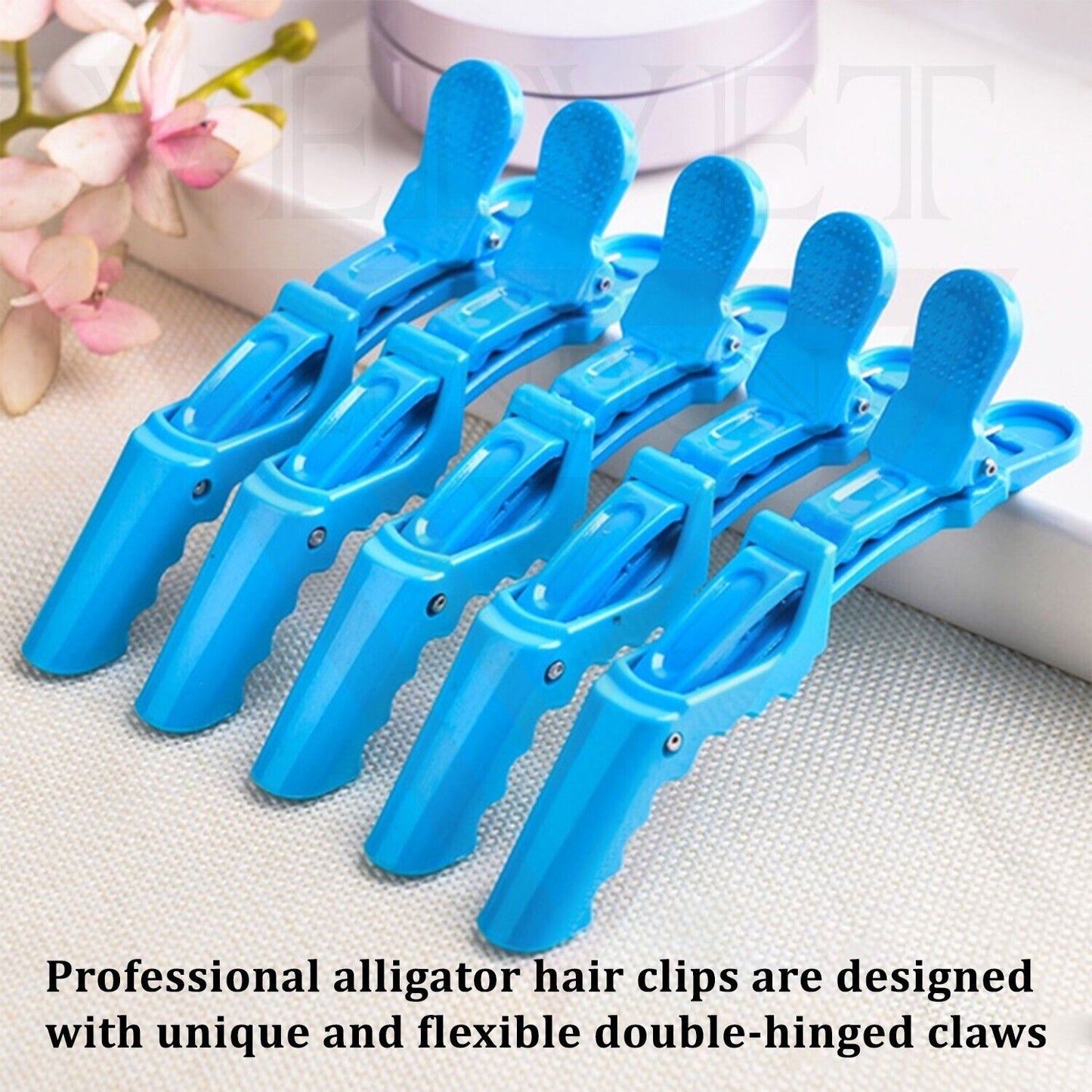 12x Crocodile Hair Clip Clamp Sky Blue Hairdressing Wide Teeth Salon Sectioning