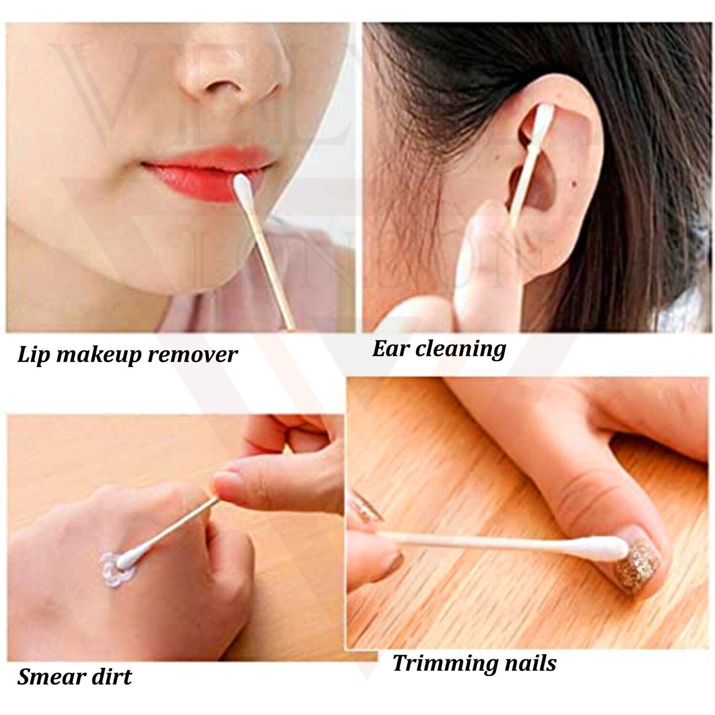 Cotton Buds 200Pcs Cotton Ear Swabs Wooden Handles Ear Cleaning Buds Tips Bamboo