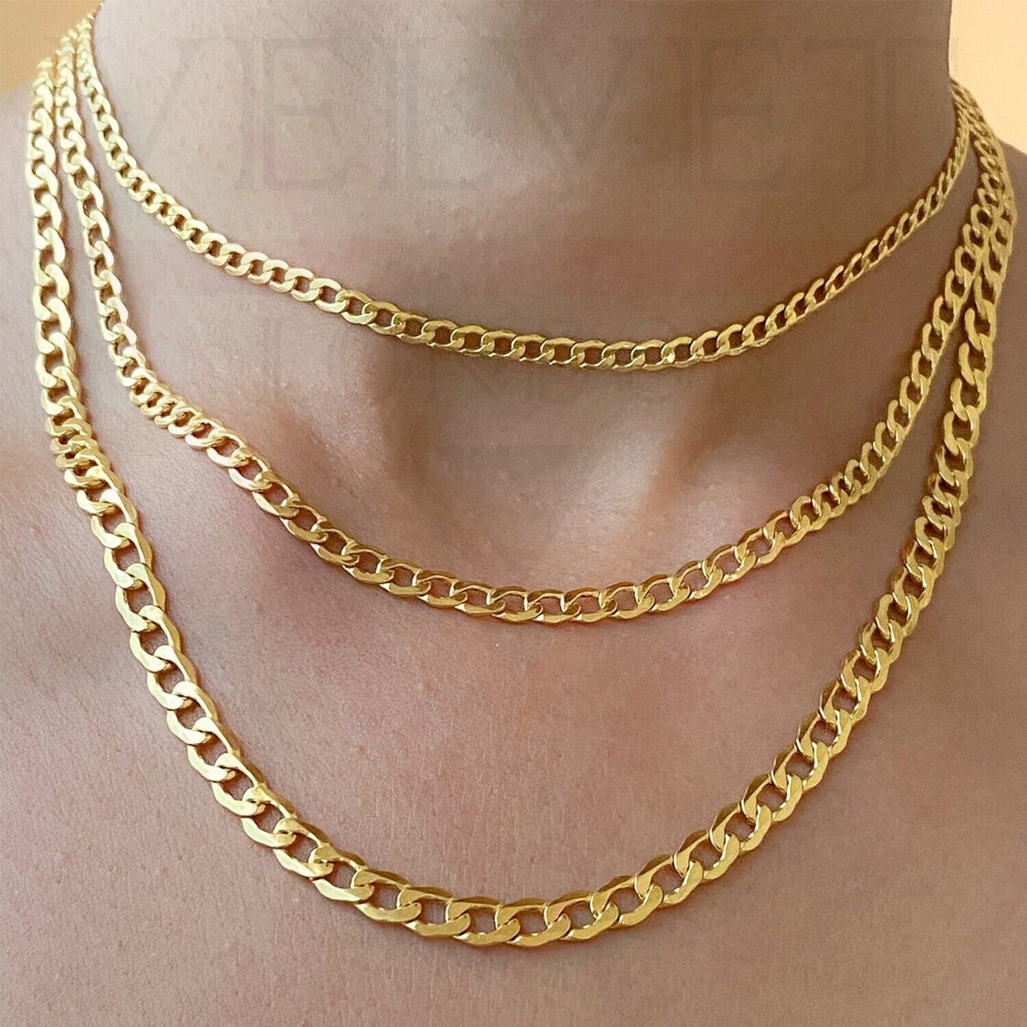 Multilayer Necklace Stainless Steel Golden Chain Necklace For Men and Women