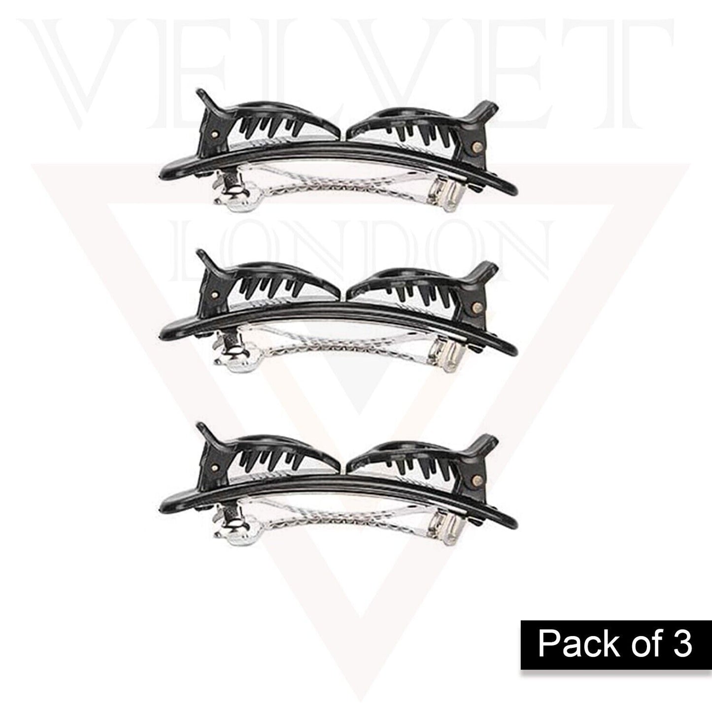 3x Twist Hair Clips Black Double Bangs Hairstyle Hairpins Women Hair Accessories