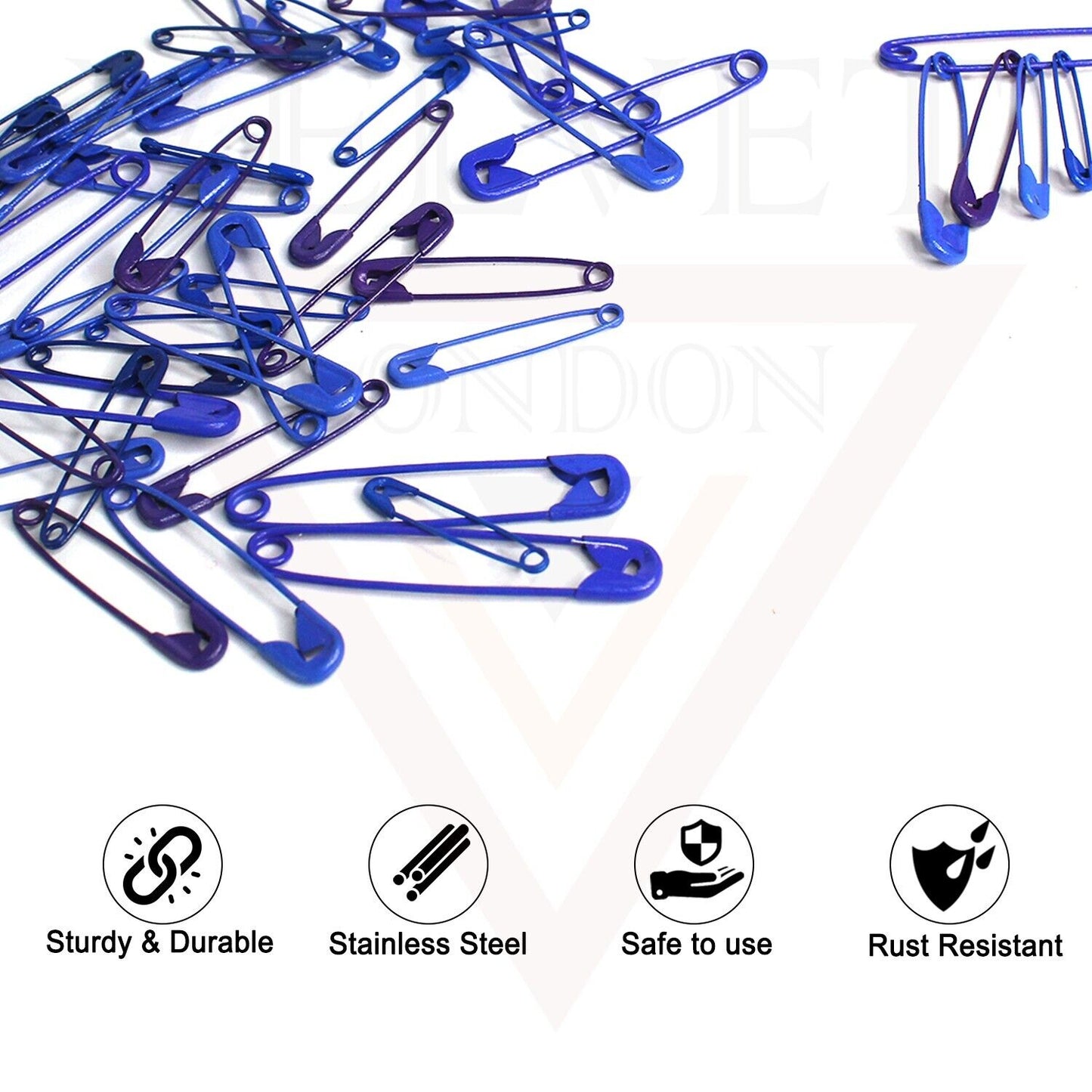 50Pcs Blue Safety Pins Metal Sewing Nickel Pins for Art Craft Jewellery Making