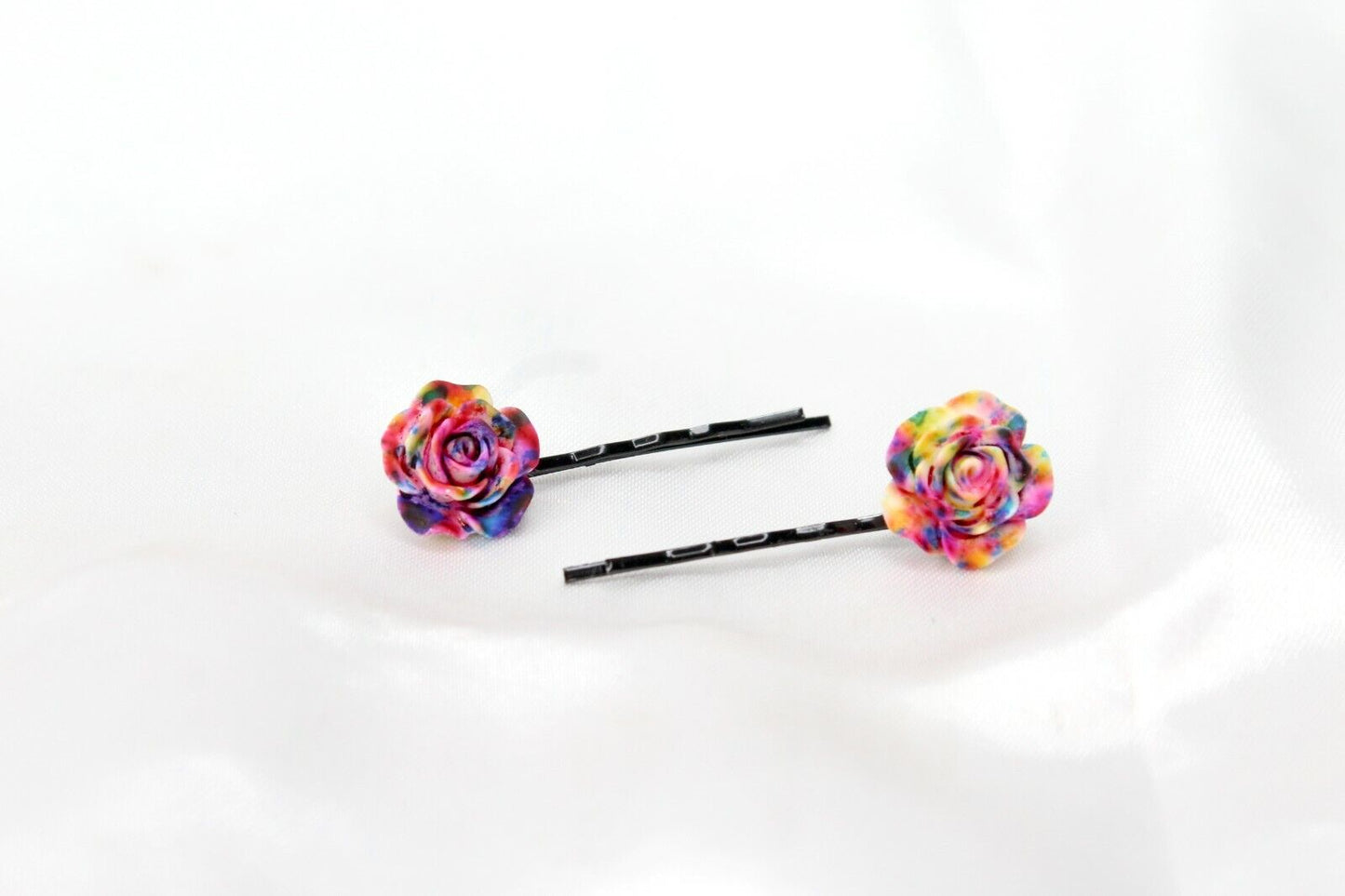 20x Hair Pins Colorful Rose Flower Bobby Pins Hair Clips Metal Grips Slide Pins