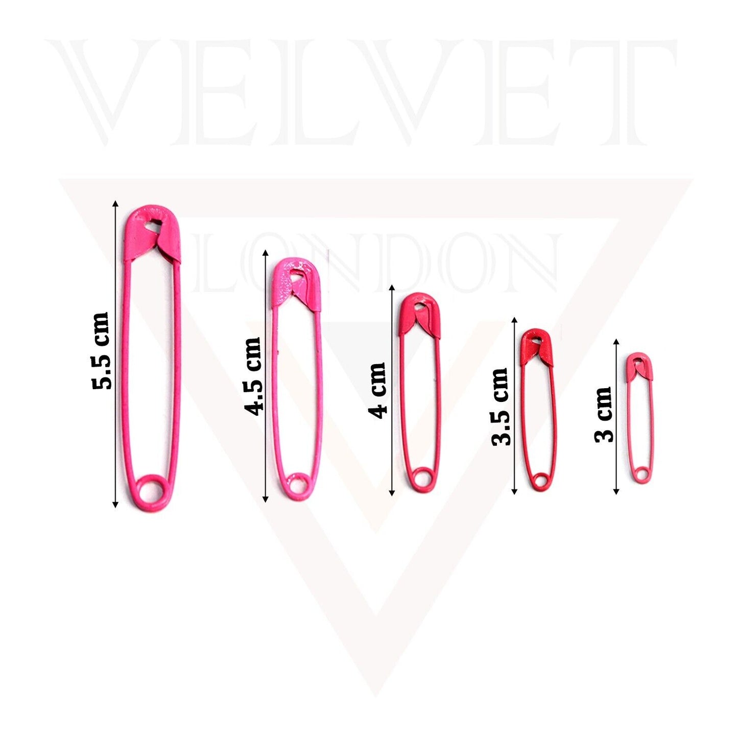 50 Pcs Pink Safety Pins Assorted Size Metal Plated Craft Sewing Nickel Pins