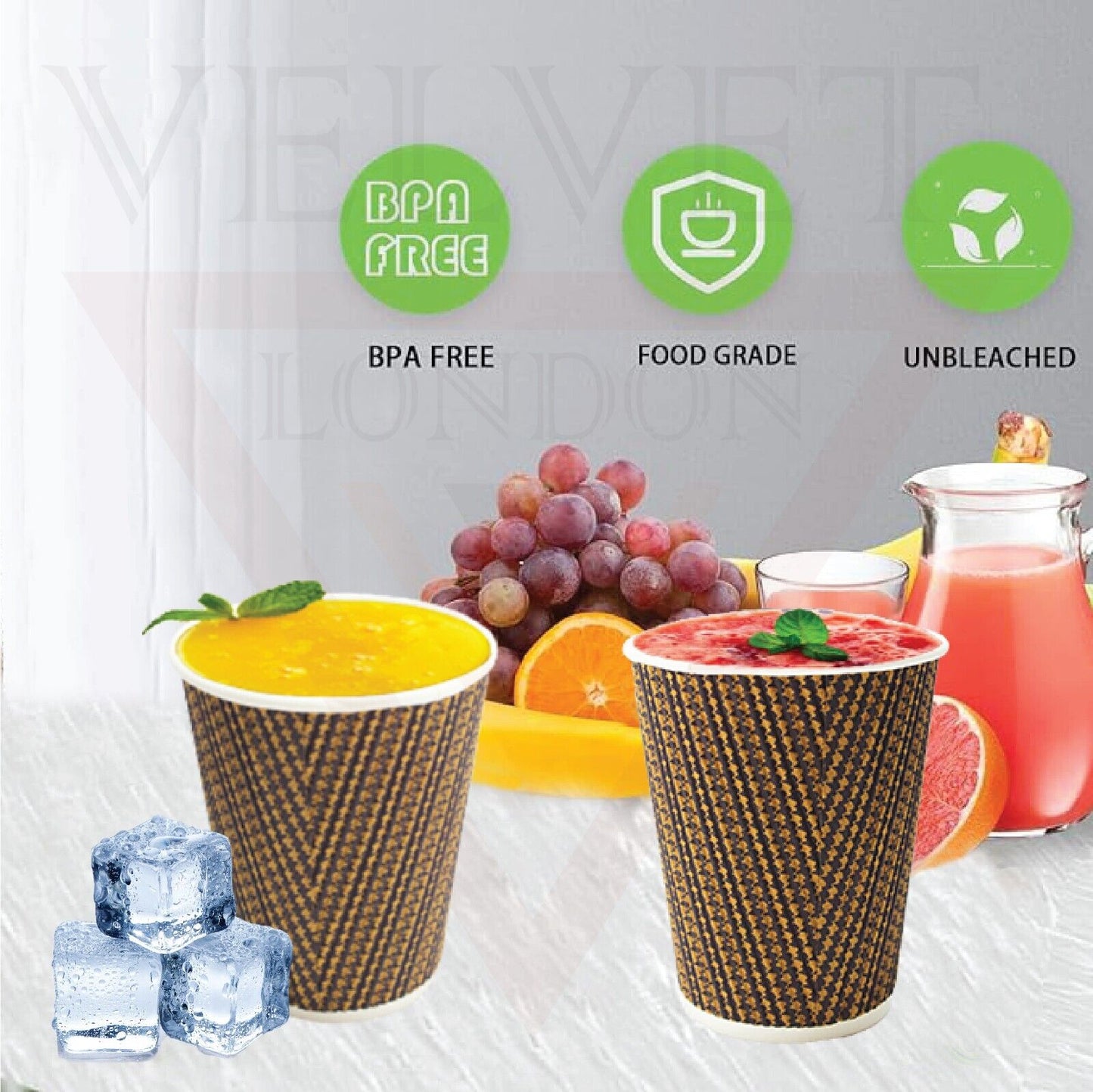 Disposable Coffee Cups Triple Layer Kraft Ripple Paper Cups Insulated Paper Cups