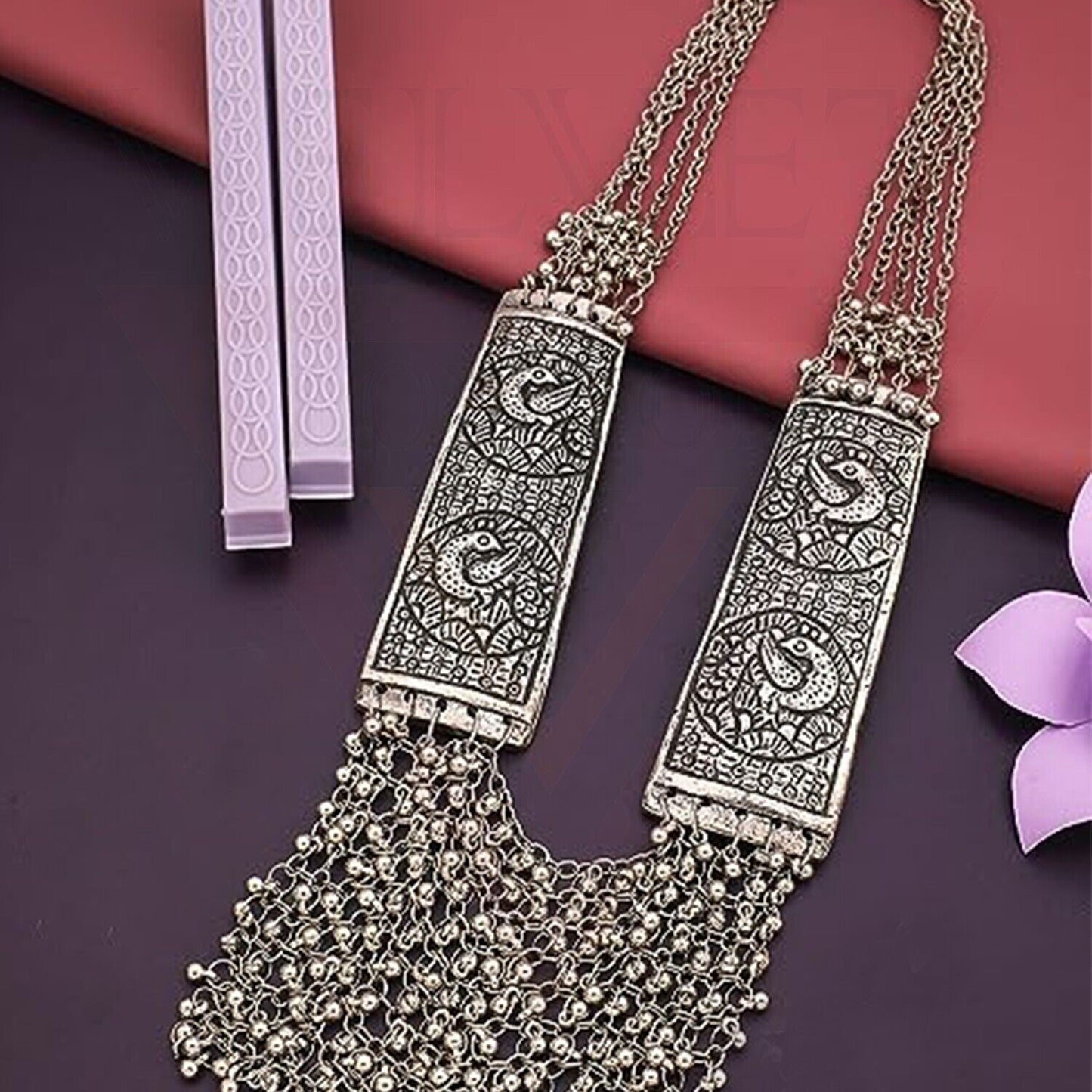 Oxidized Necklace Peacock Antique Traditional Long Necklace Women Girl Jewellery
