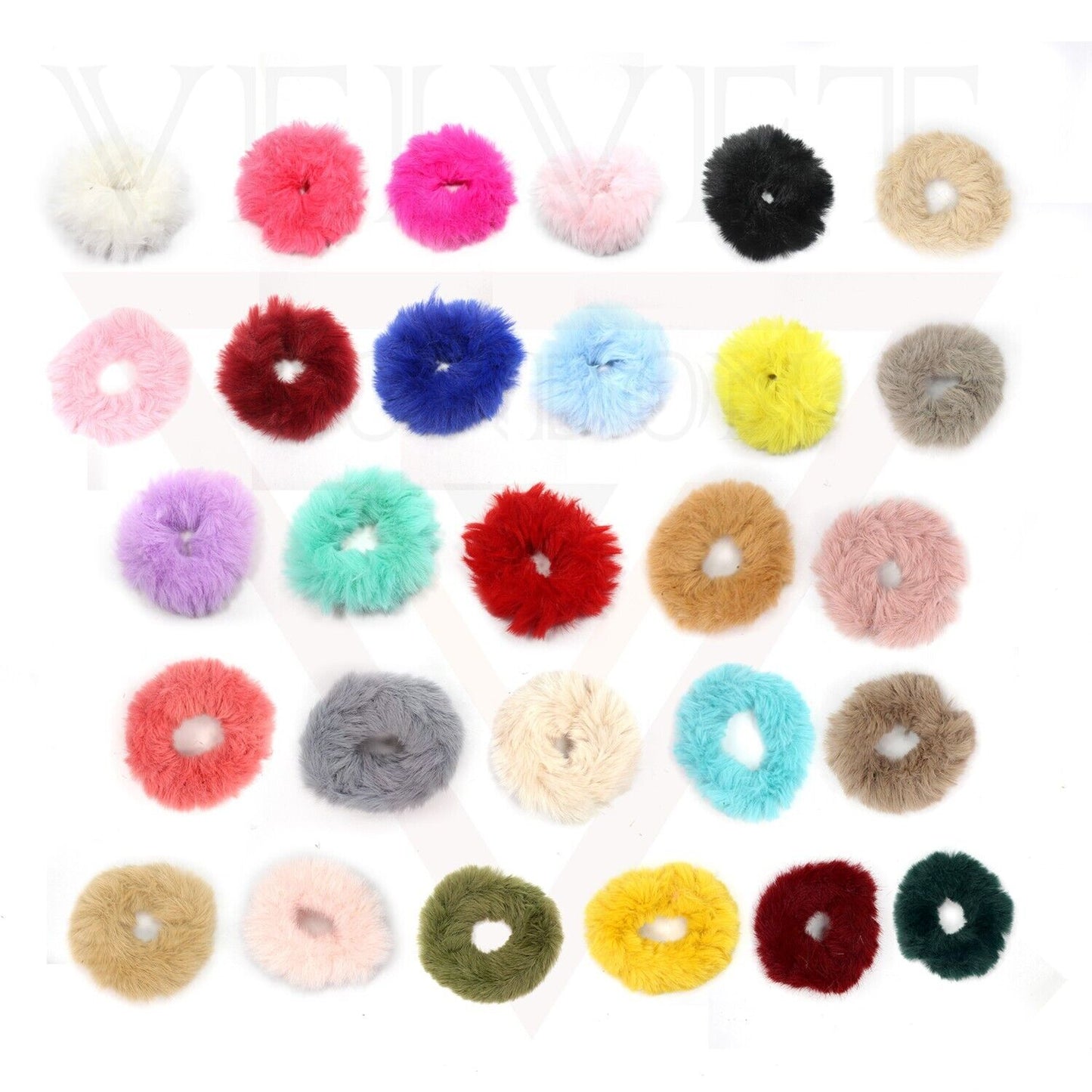 12x Plush Hair Scrunchies Faux Fur Hair Tie Rope Elastic Hair Band Bobbles UK
