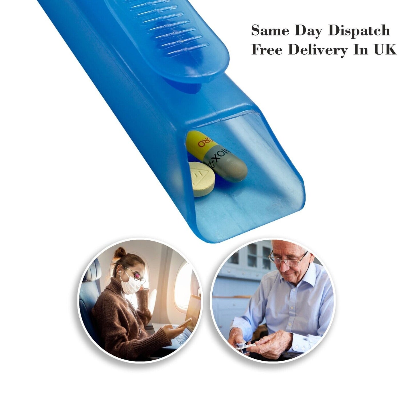 Blue Dispenser Easily & Quickly Push From Blister Transparent Portable Pack