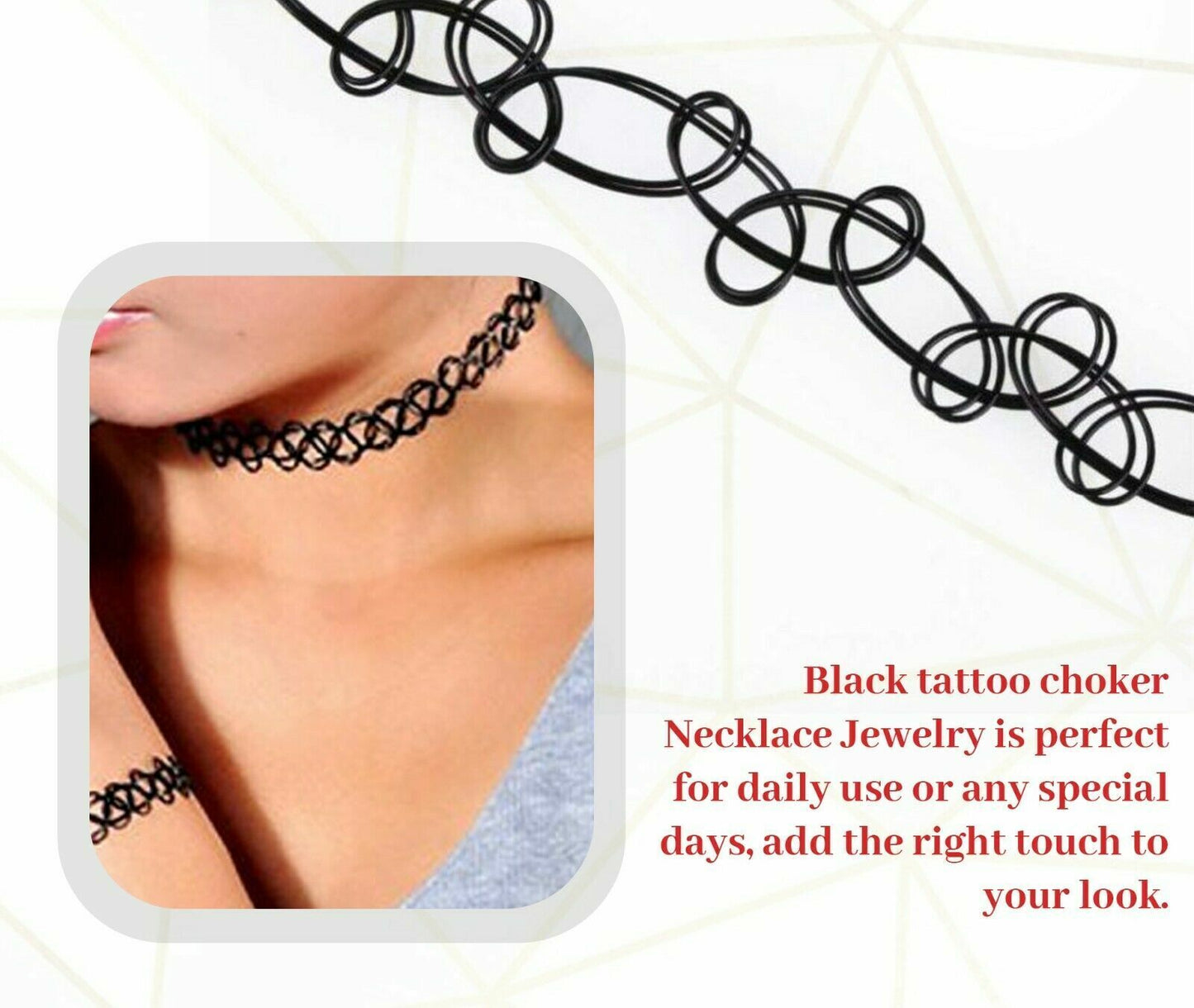 Black Retro Style Tattoo Necklace Stretch Elastic Choker Classic Lace Boho