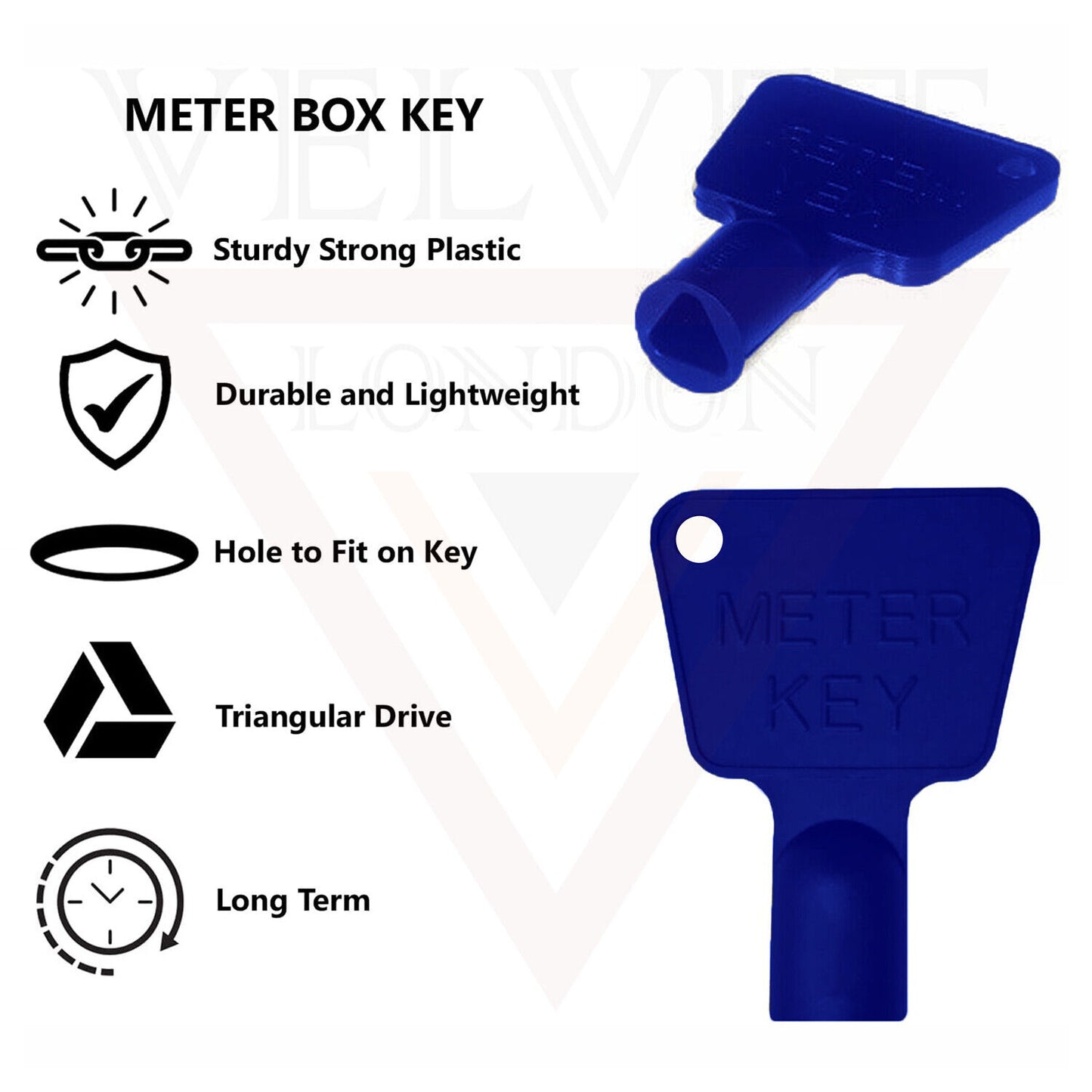 5x Triangle Meter Box Keys Blue Service Utility Meter Keys Gas Electric Box Keys