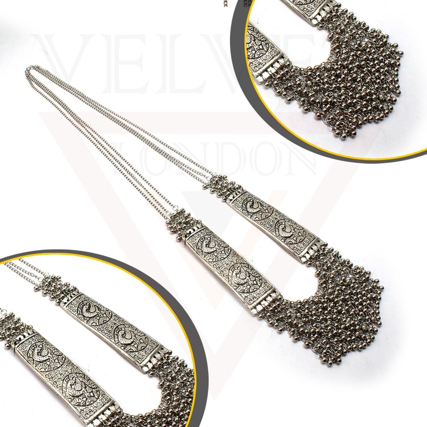Oxidized Necklace Peacock Antique Traditional Long Necklace Women Girl Jewellery