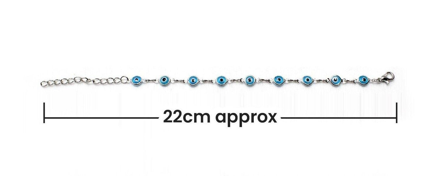 Sky Blue Evil Eye Bracelets Anklet Wrist Silver Chain Girl Beach Party Bracelets