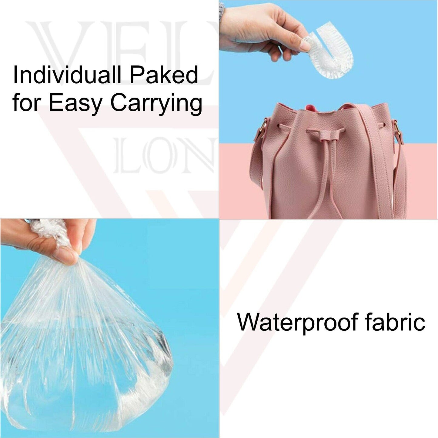 100Pcs Disposable Shower Caps Plastic Elastic Bath Hair Caps Home Use Hair Salon
