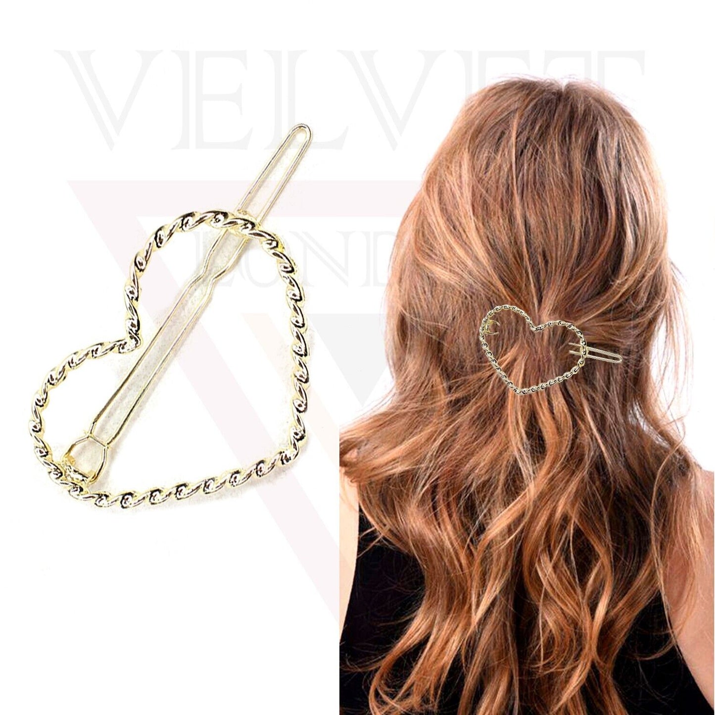 3x Hair Clips Metal Hairpin Slider Heart Clip Korean Clips Grip Hair Accessories