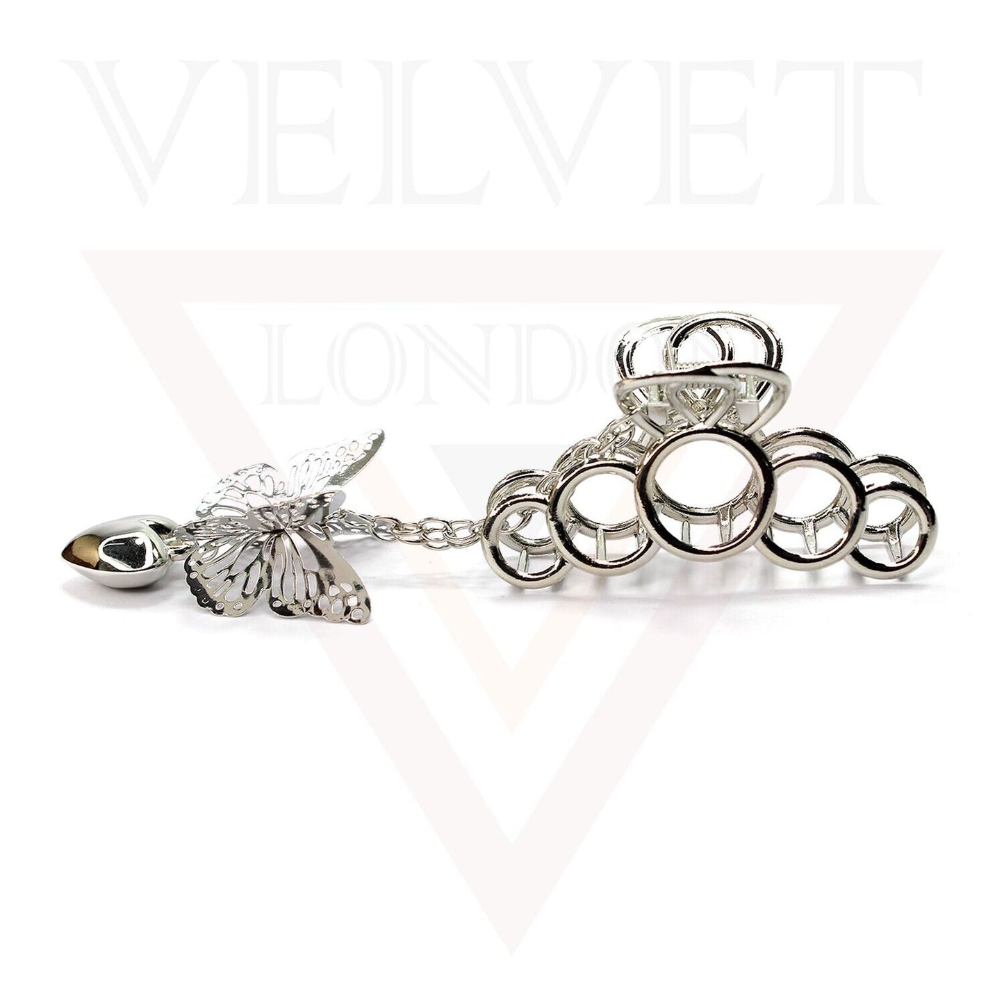 Hair Claw Clips Drop Dangle Hair Clamp Heart Butterfly Metal Non-Slip Round Pins