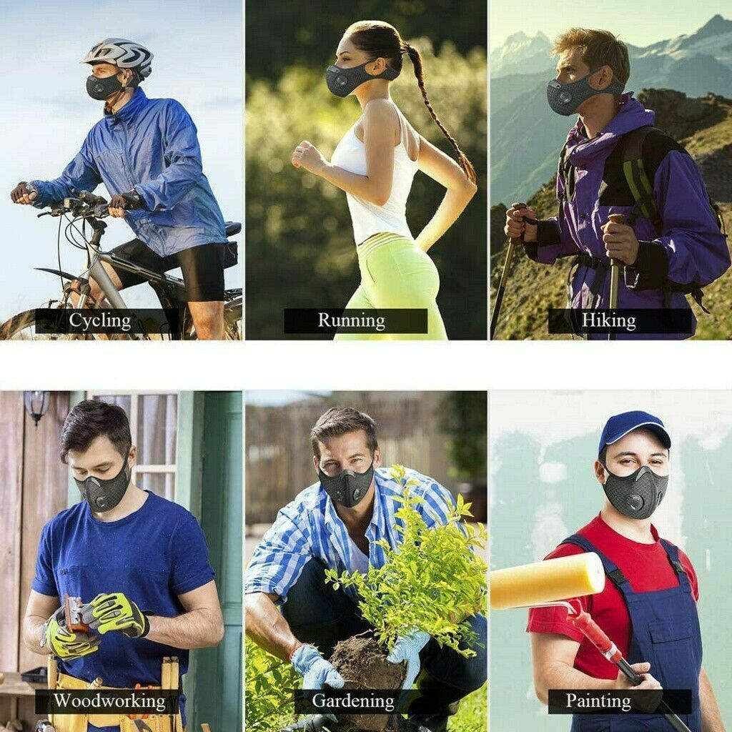2x Face Mask Skin Care Dustproof Mask Anti-pollution Cover Cotton Carbon Filter
