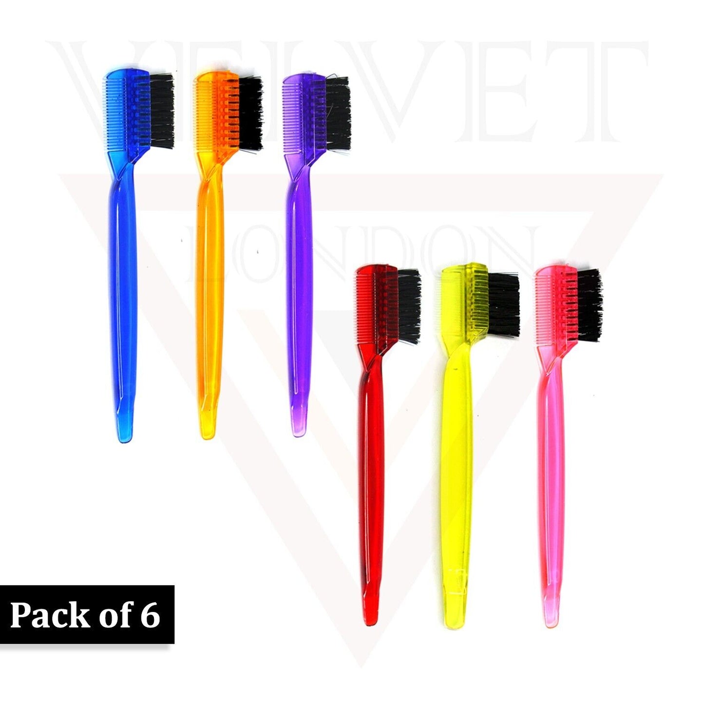 6Pcs Makeup Cosmetic Tools Duo Eyebrow & Eyelash Extension Comb & Brush 2 in 1