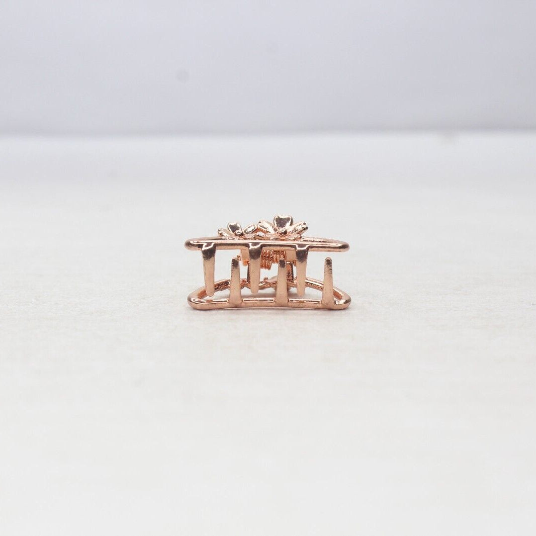 2x Metal Hair Claw Clips Hair Clamp D-Shape Rose Gold Flower Hair Accessories