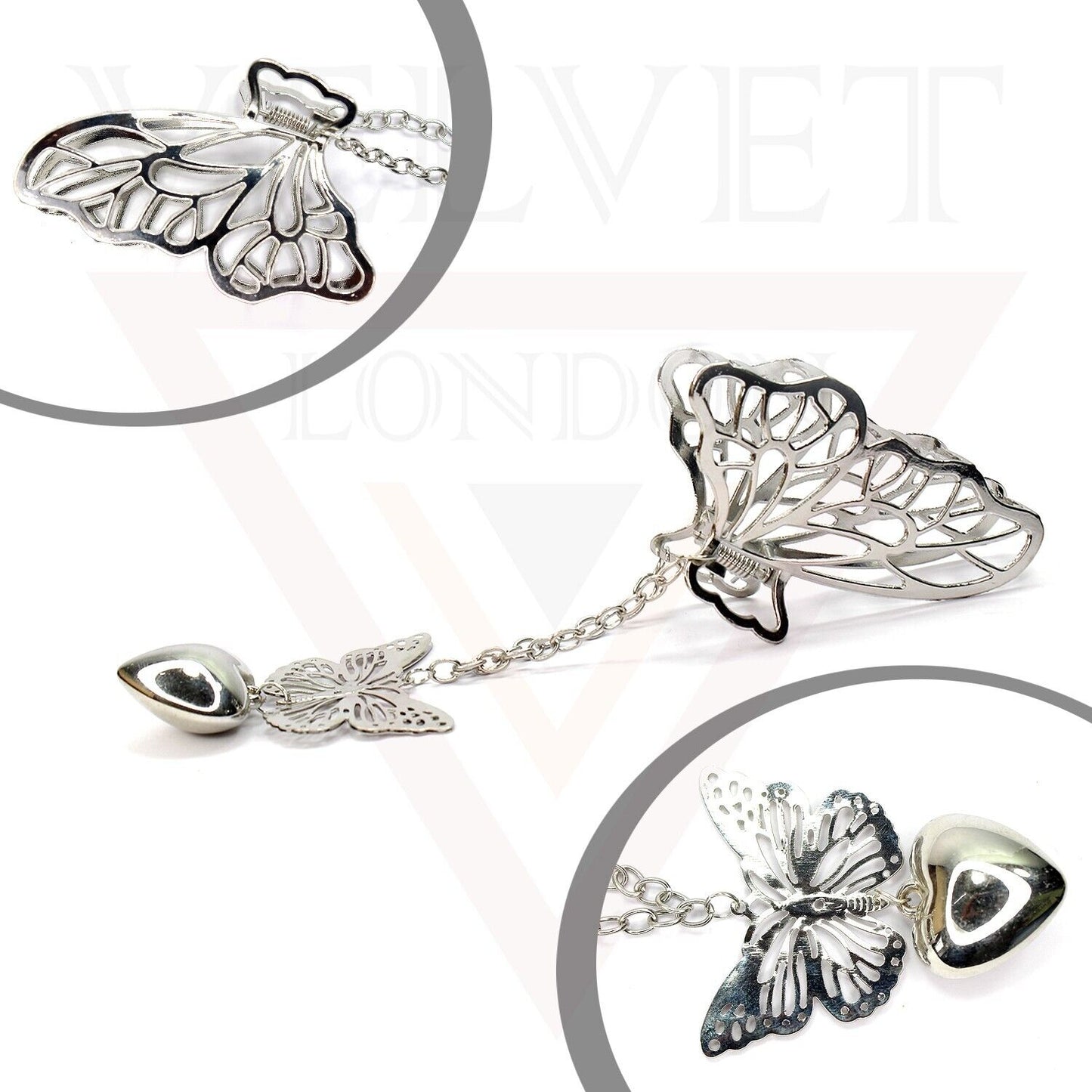 Dangle Heart Hair Claw Clips Butterfly Metal Jaw Clips Non-Slip Hair Accessories
