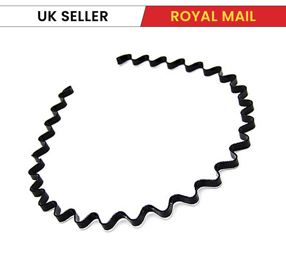 Black Metal Hair Hoop Wavy Headband Mens Womens Hair Unisex Hoop Head Band