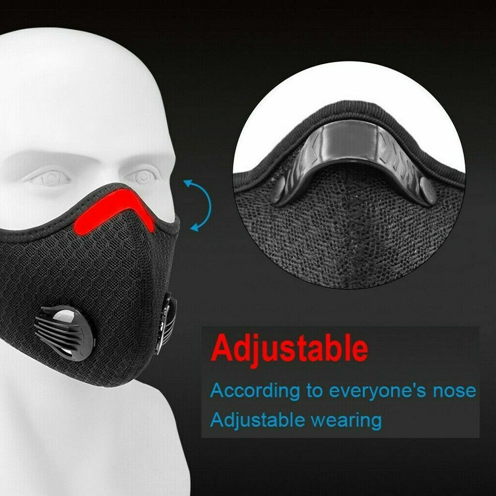 2x Face Mask Skin Care Dustproof Mask Anti-pollution Cover Cotton Carbon Filter