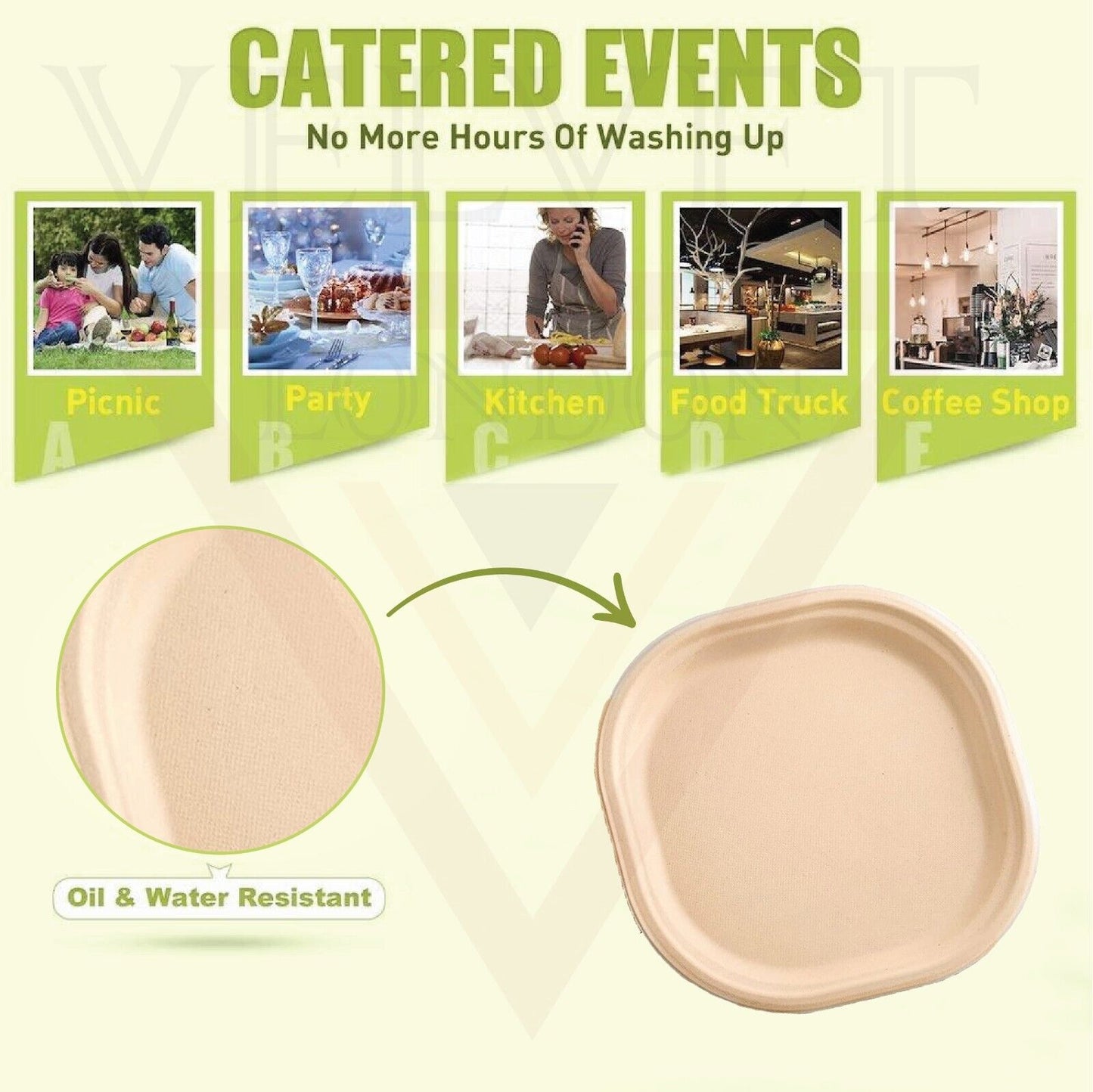 9" Biodegradable Paper Plates Large & Sturdy Disposable Tableware Bagasse Plates